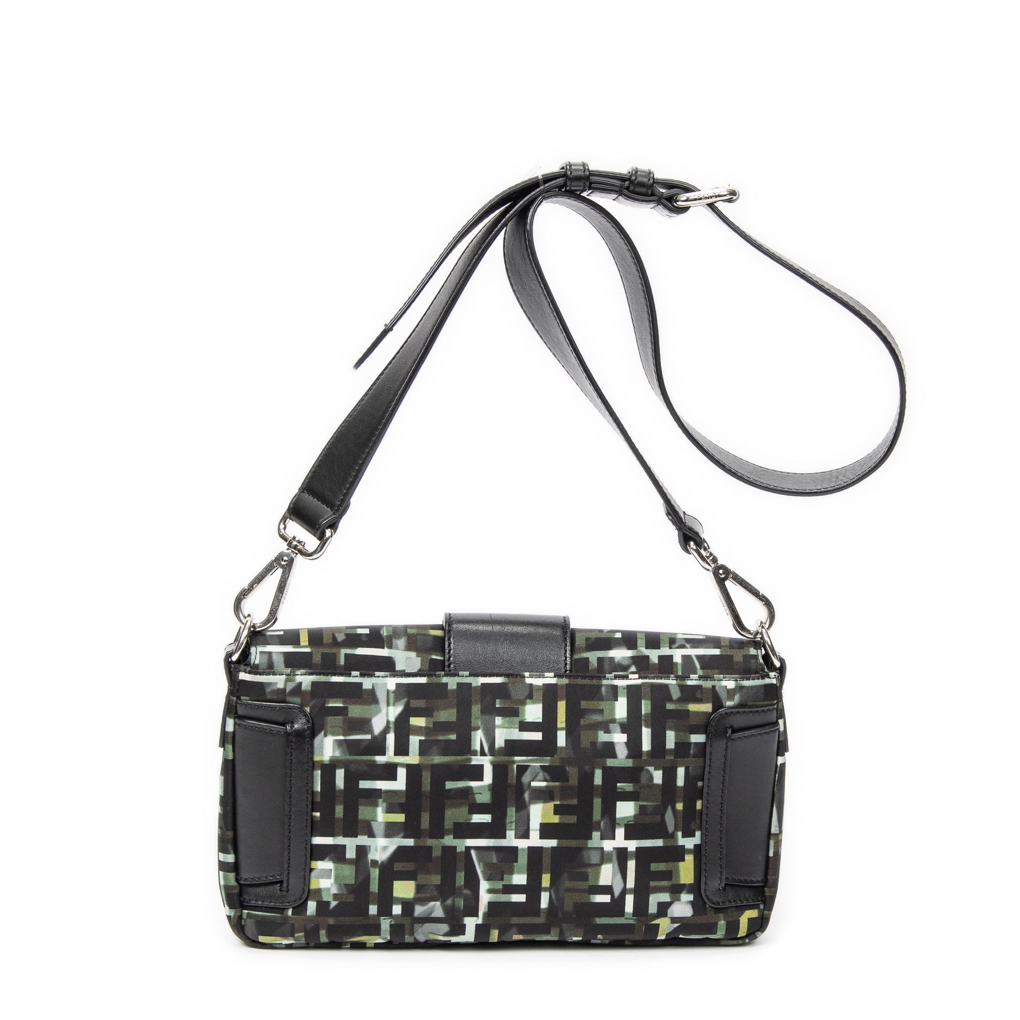 Camouflage Crossbody Baguette Belt Bag Green/Black Camouflage Zucca Canvas Silver — view 5