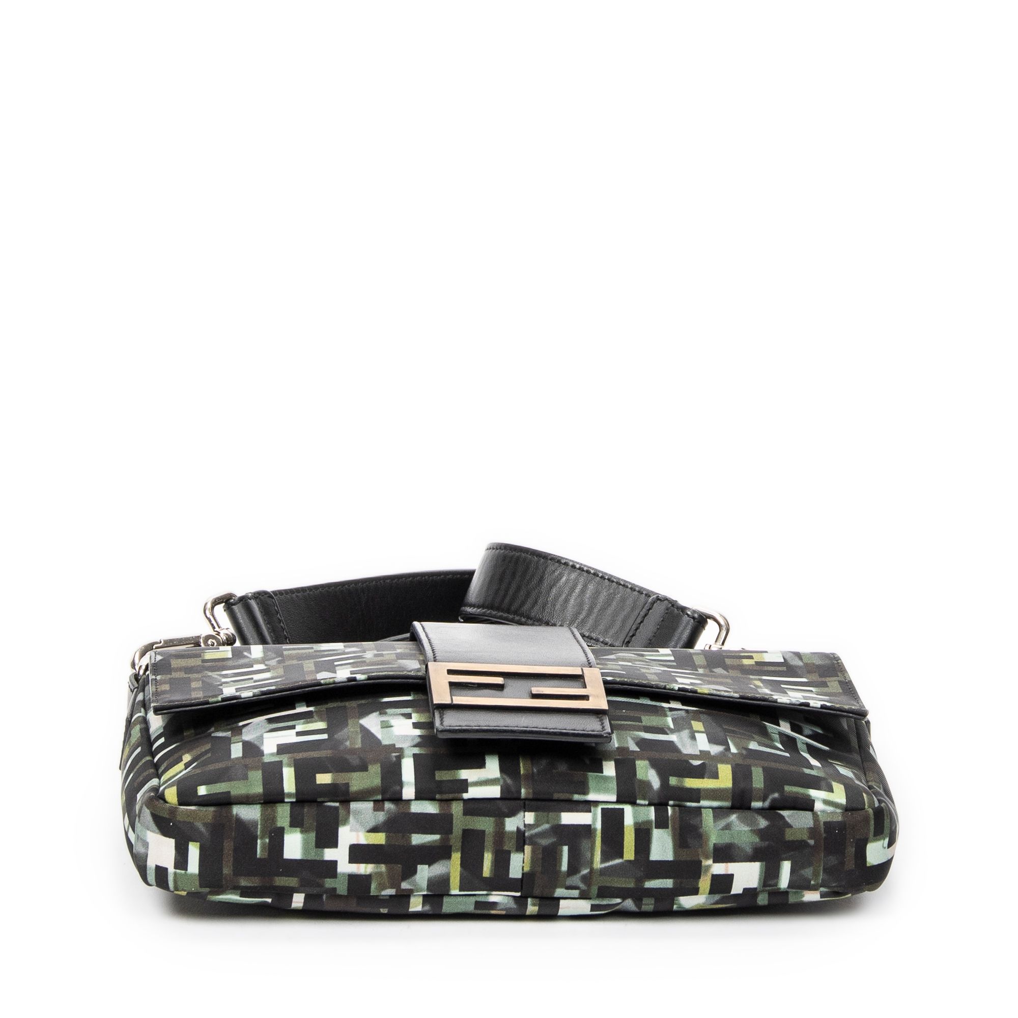 Camouflage Crossbody Baguette Belt Bag Green/Black Camouflage Zucca Canvas Silver — view 6