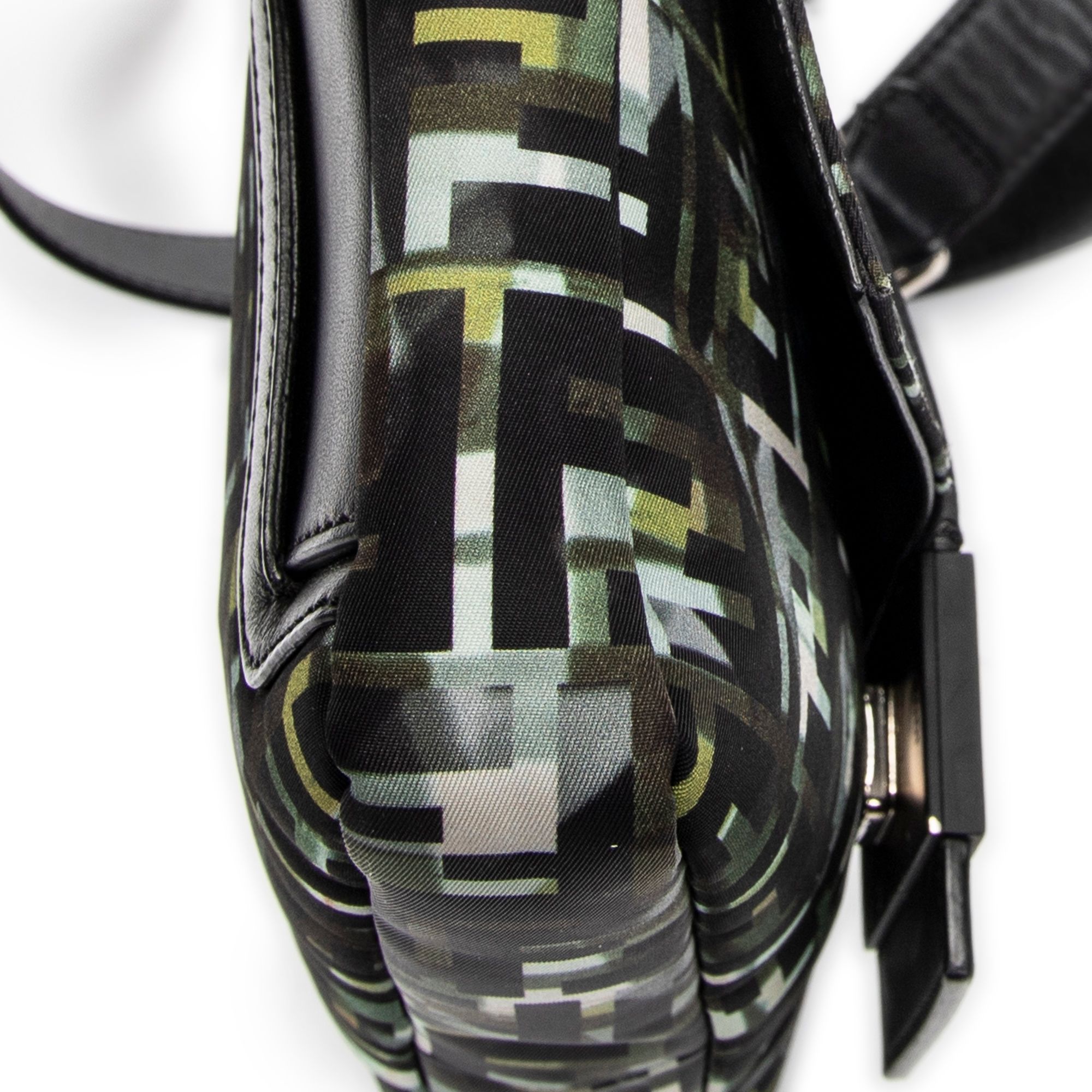 Camouflage Crossbody Baguette Belt Bag Green/Black Camouflage Zucca Canvas Silver — view 7