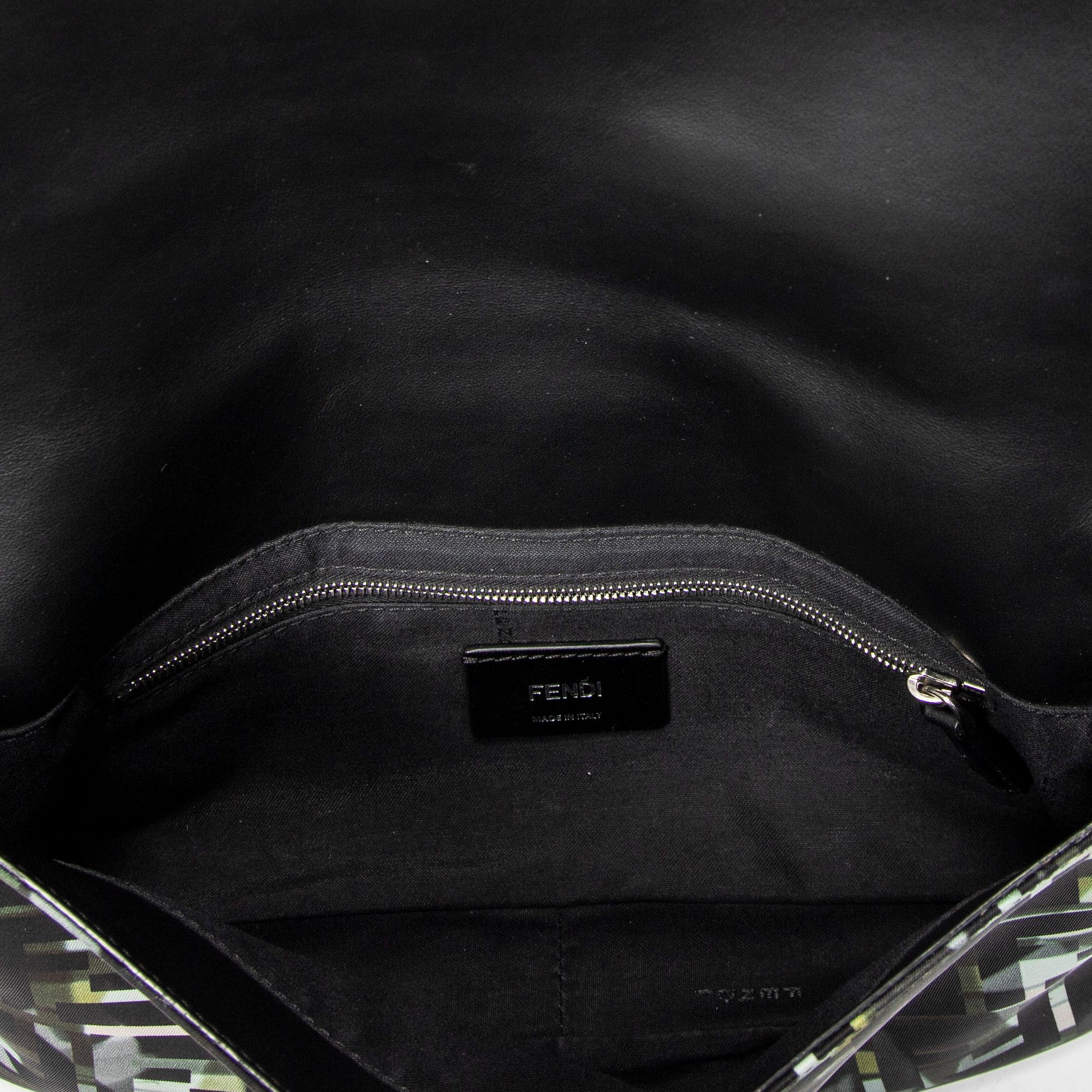 Camouflage Crossbody Baguette Belt Bag Green/Black Camouflage Zucca Canvas Silver — view 9