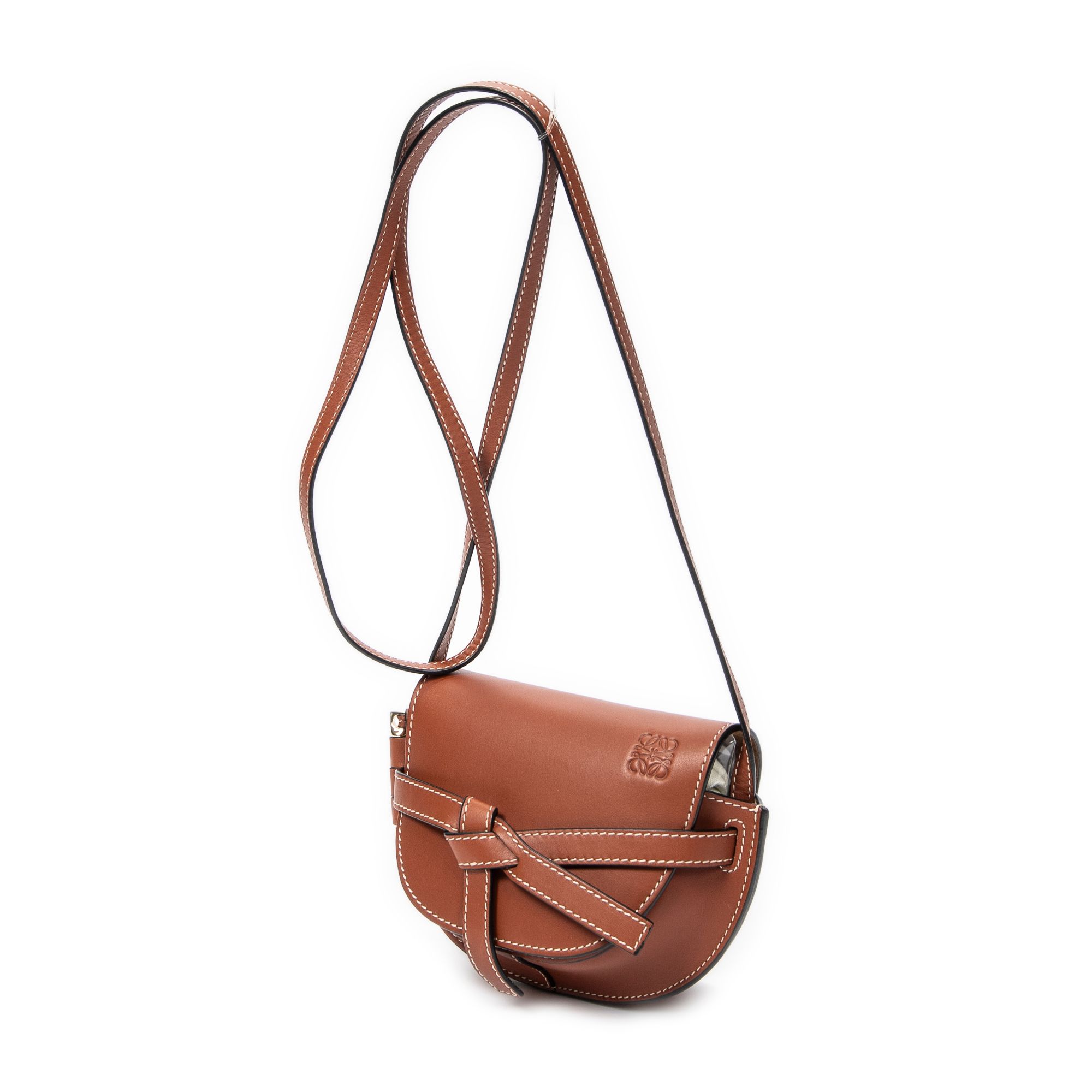 Mini Gate Dual Bag Brown Smooth Calfskin Leather Gold — view 2