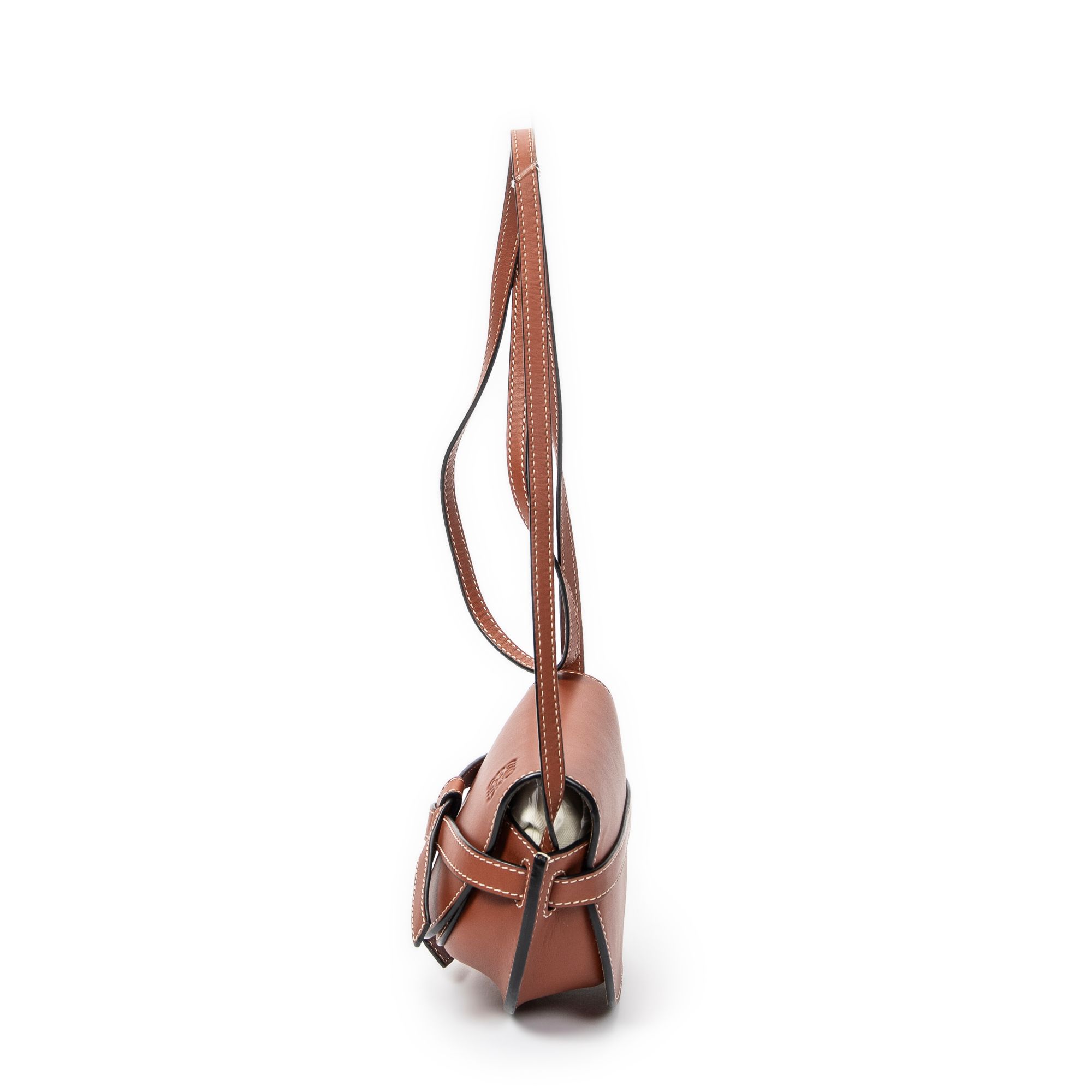 Mini Gate Dual Bag Brown Smooth Calfskin Leather Gold — view 3