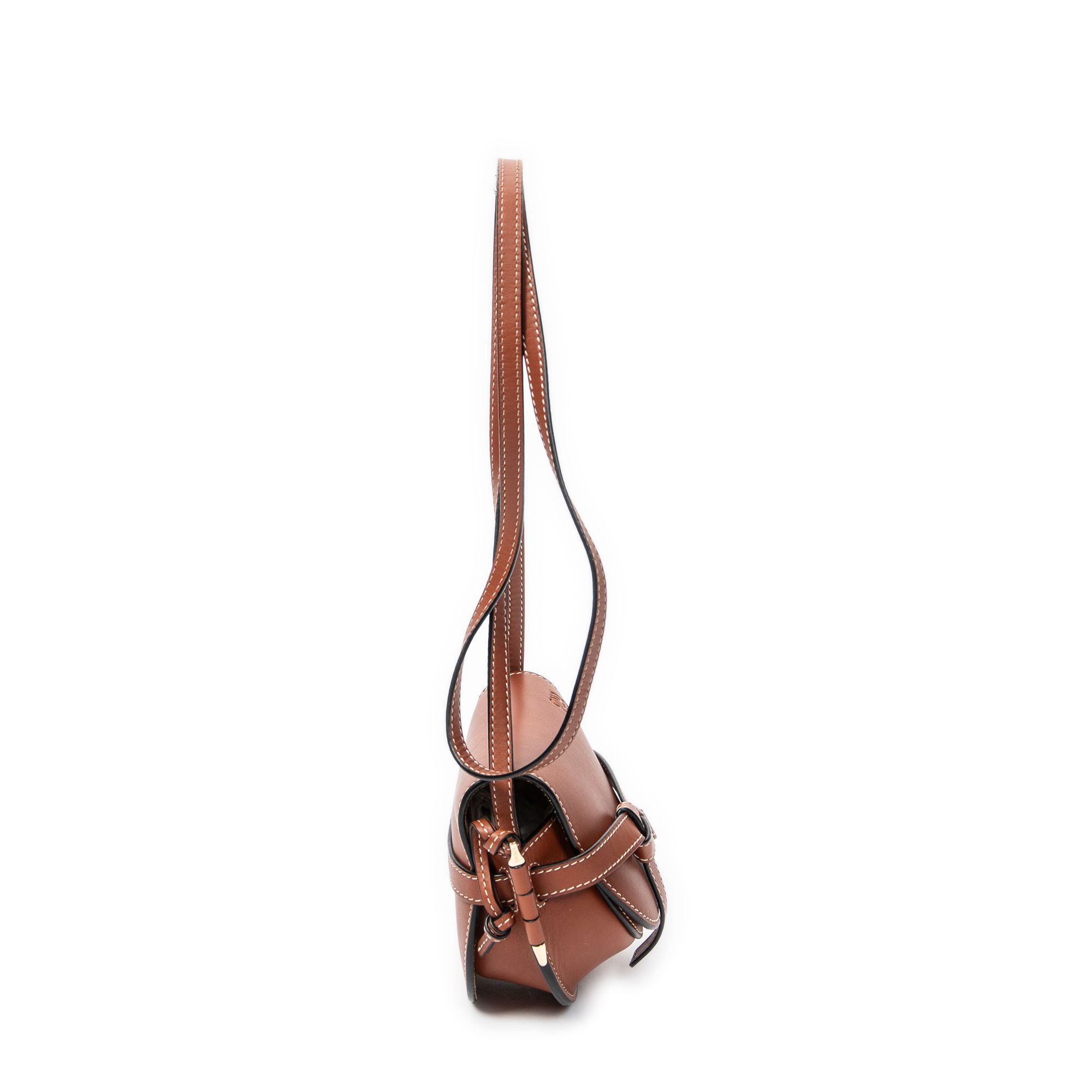 Mini Gate Dual Bag Brown Smooth Calfskin Leather Gold — view 4