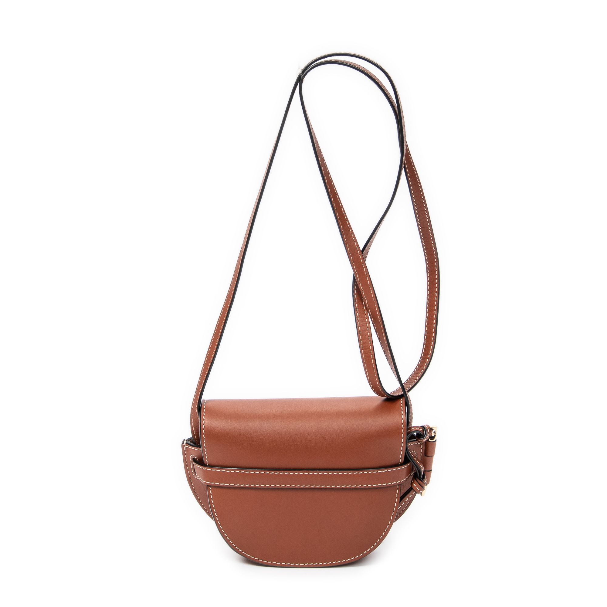 Mini Gate Dual Bag Brown Smooth Calfskin Leather Gold — view 5