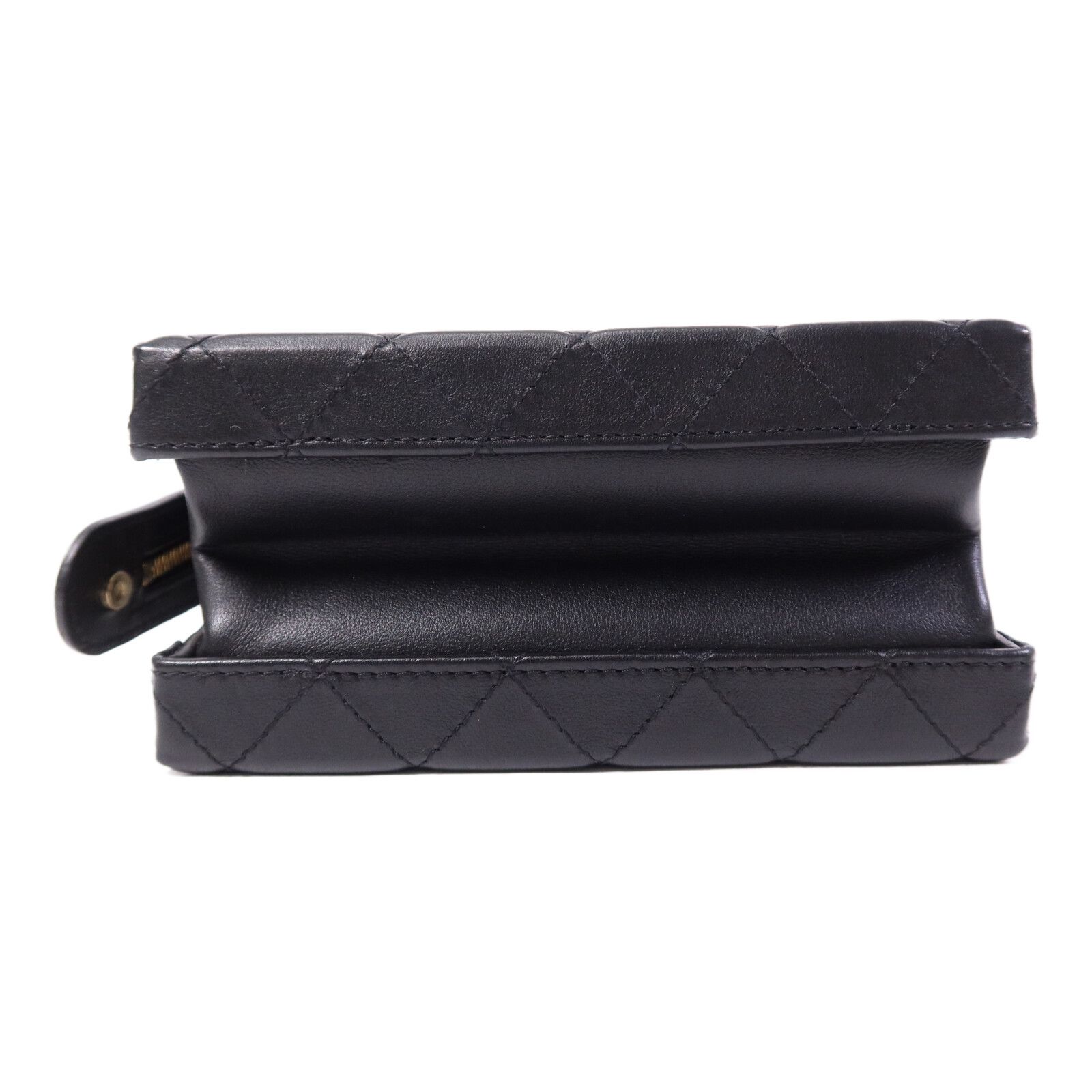 Quilted Calfskin Small Studded Square Vanity Case w/Chain Strap — view 4