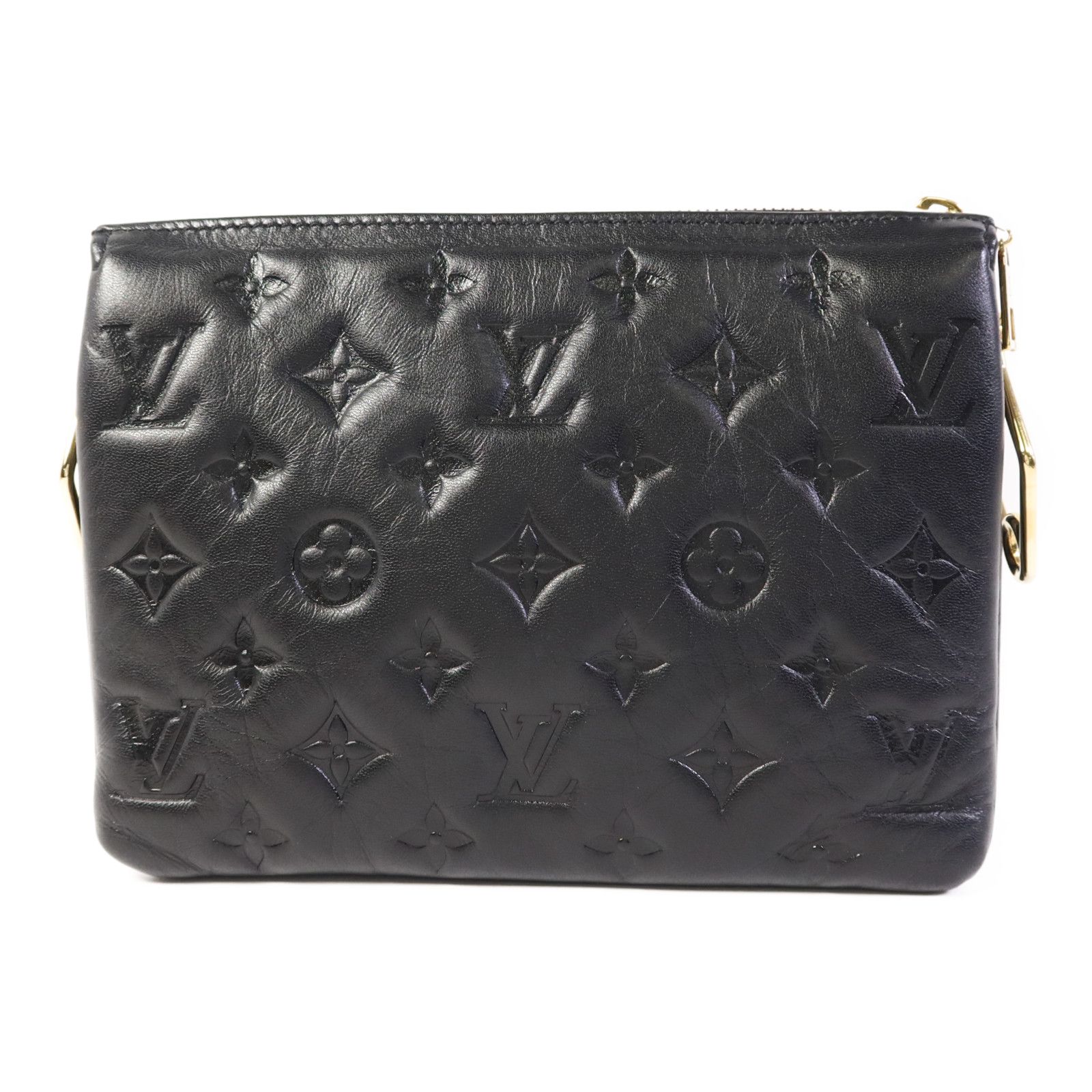 Monogram Embossed Coussin Bb Hand-handed Bag For Shoulders And Backs Black Blac — view 2