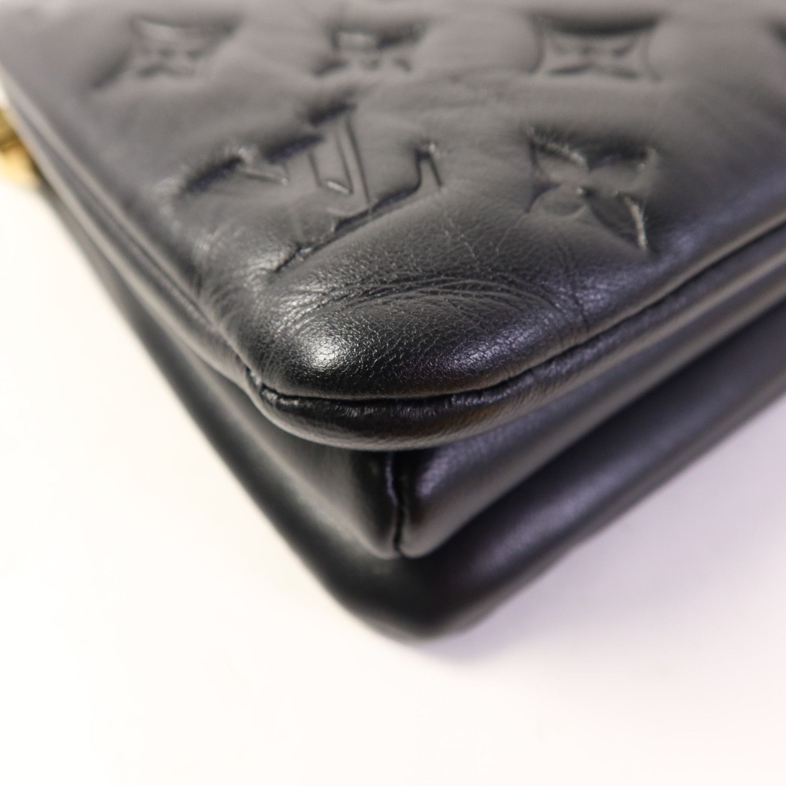 Monogram Embossed Coussin Bb Hand-handed Bag For Shoulders And Backs Black Blac — view 15
