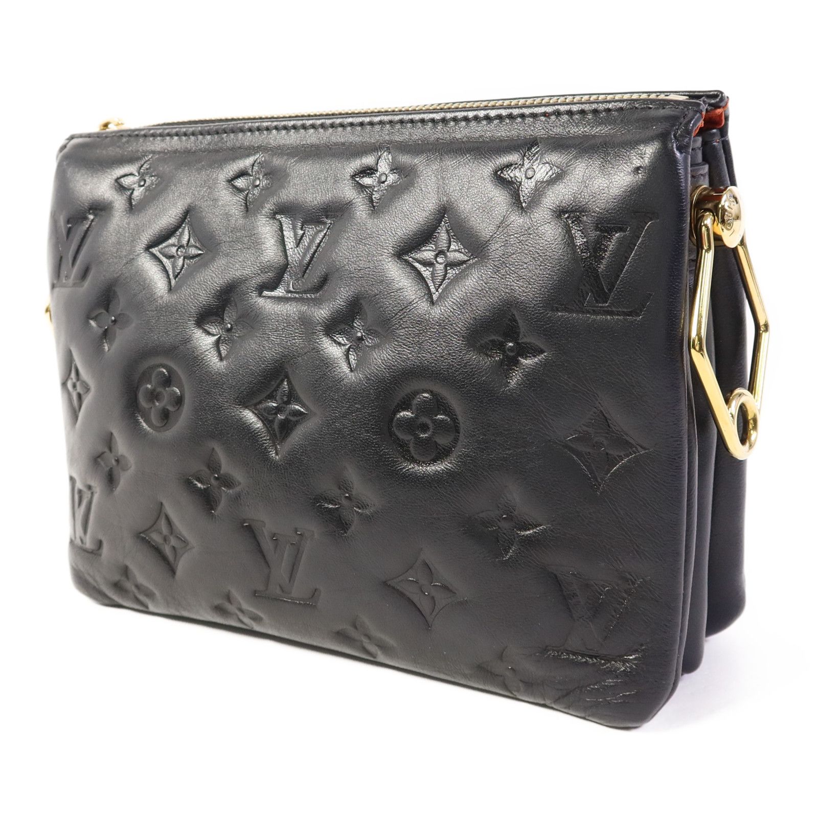 Monogram Embossed Coussin Bb Hand-handed Bag For Shoulders And Backs Black Blac — view 3