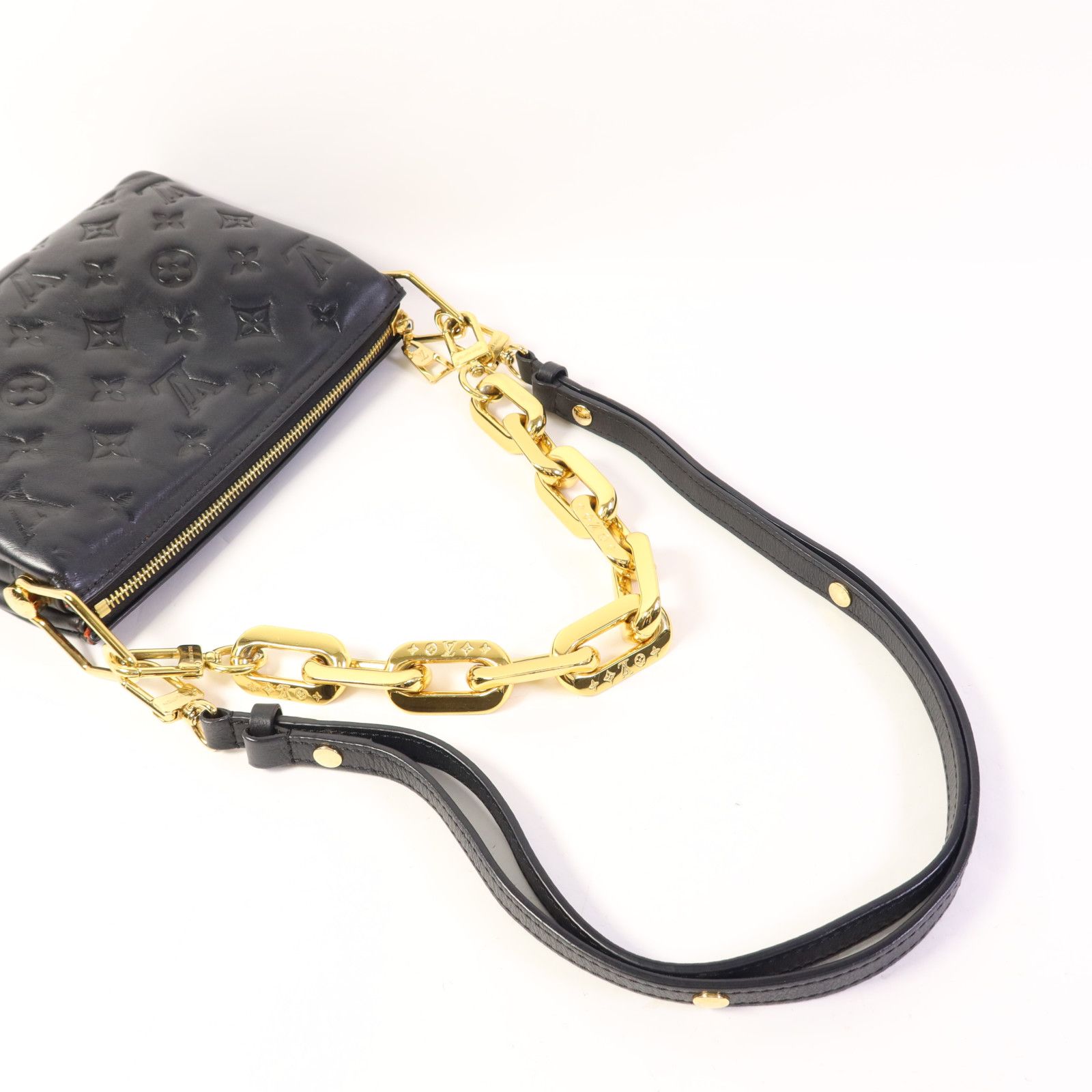 Monogram Embossed Coussin Bb Hand-handed Bag For Shoulders And Backs Black Blac — view 5