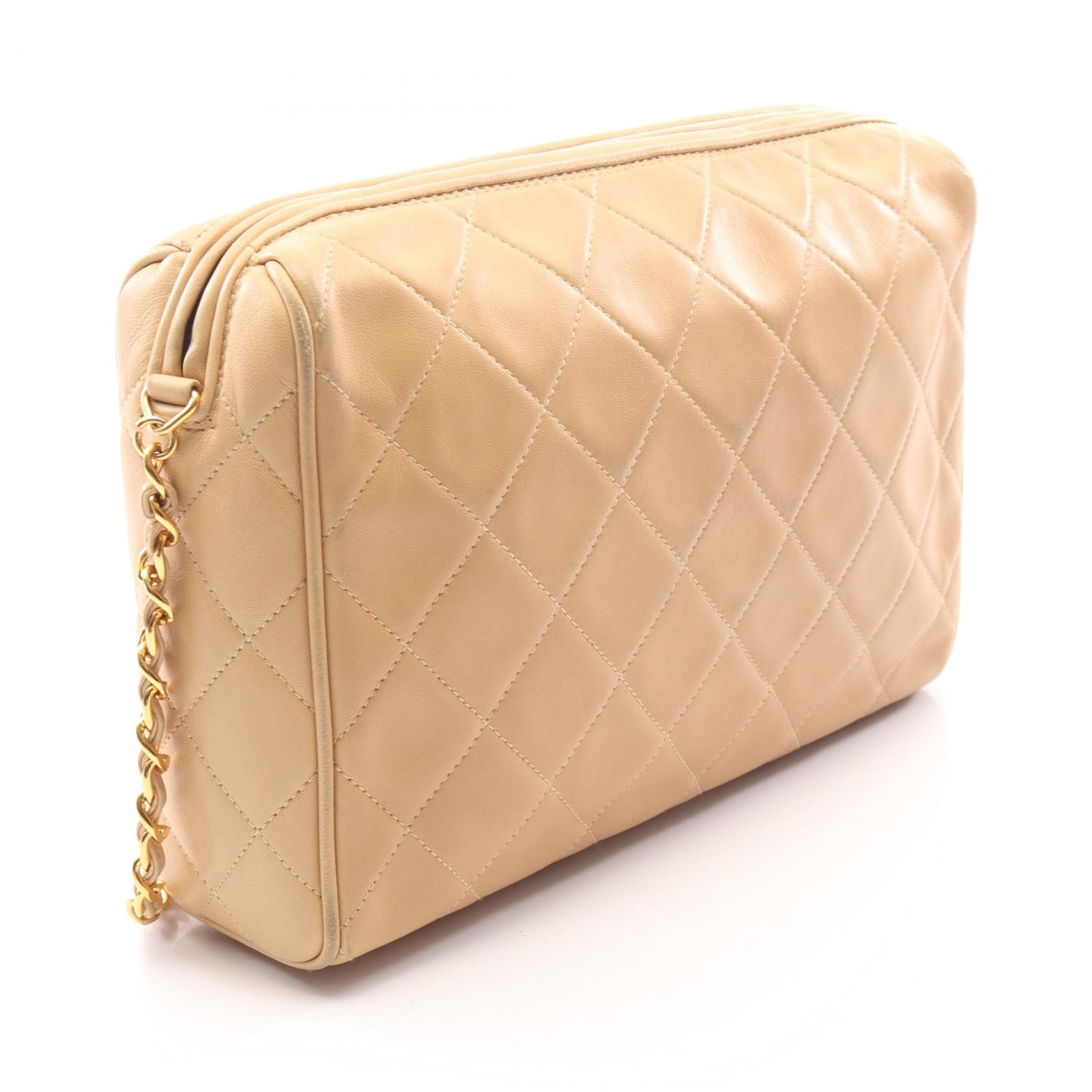 Beige Matelasse Tassel Shoulder Bag Lambskin (sheep Leather) — view 2