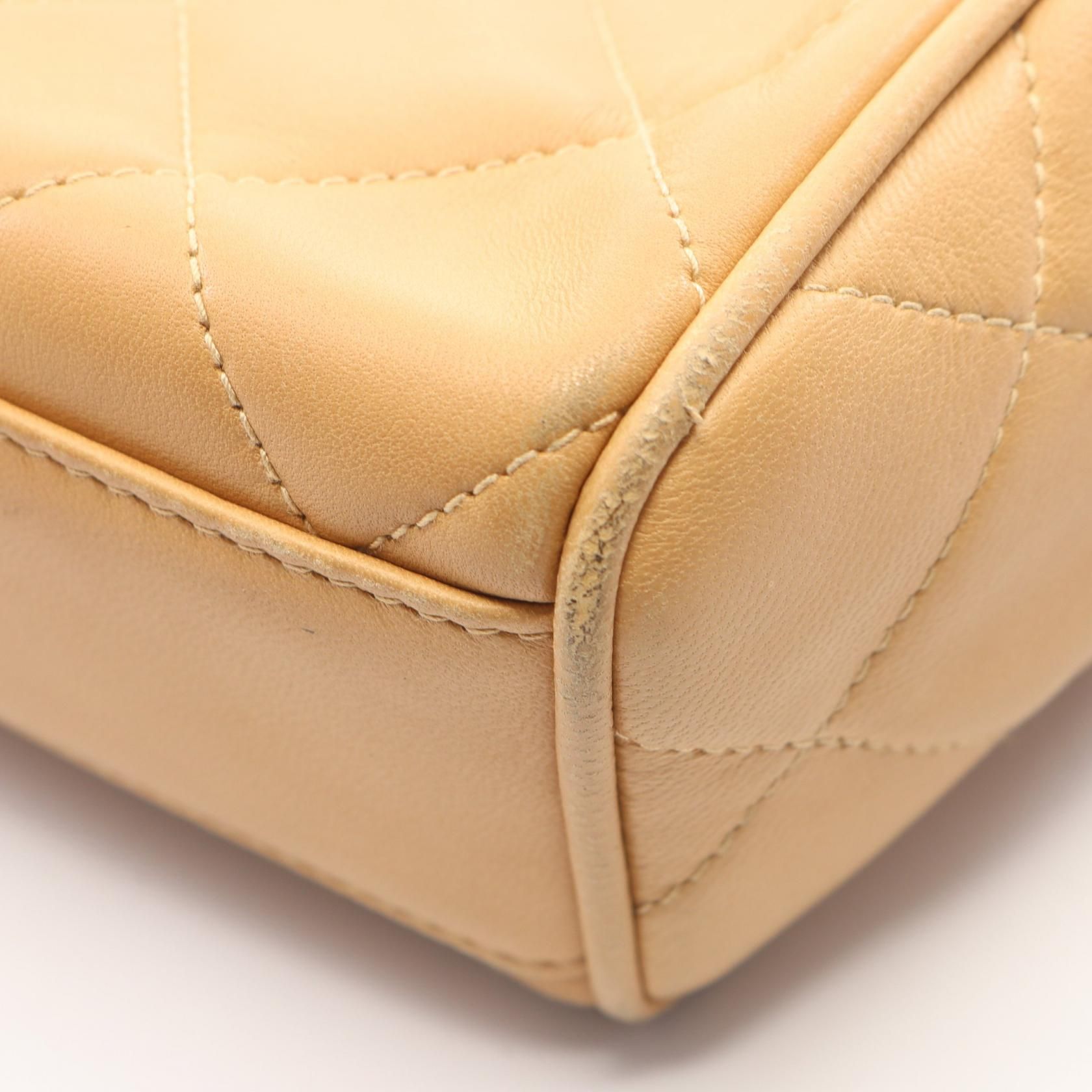 Beige Matelasse Tassel Shoulder Bag Lambskin (sheep Leather) — view 10