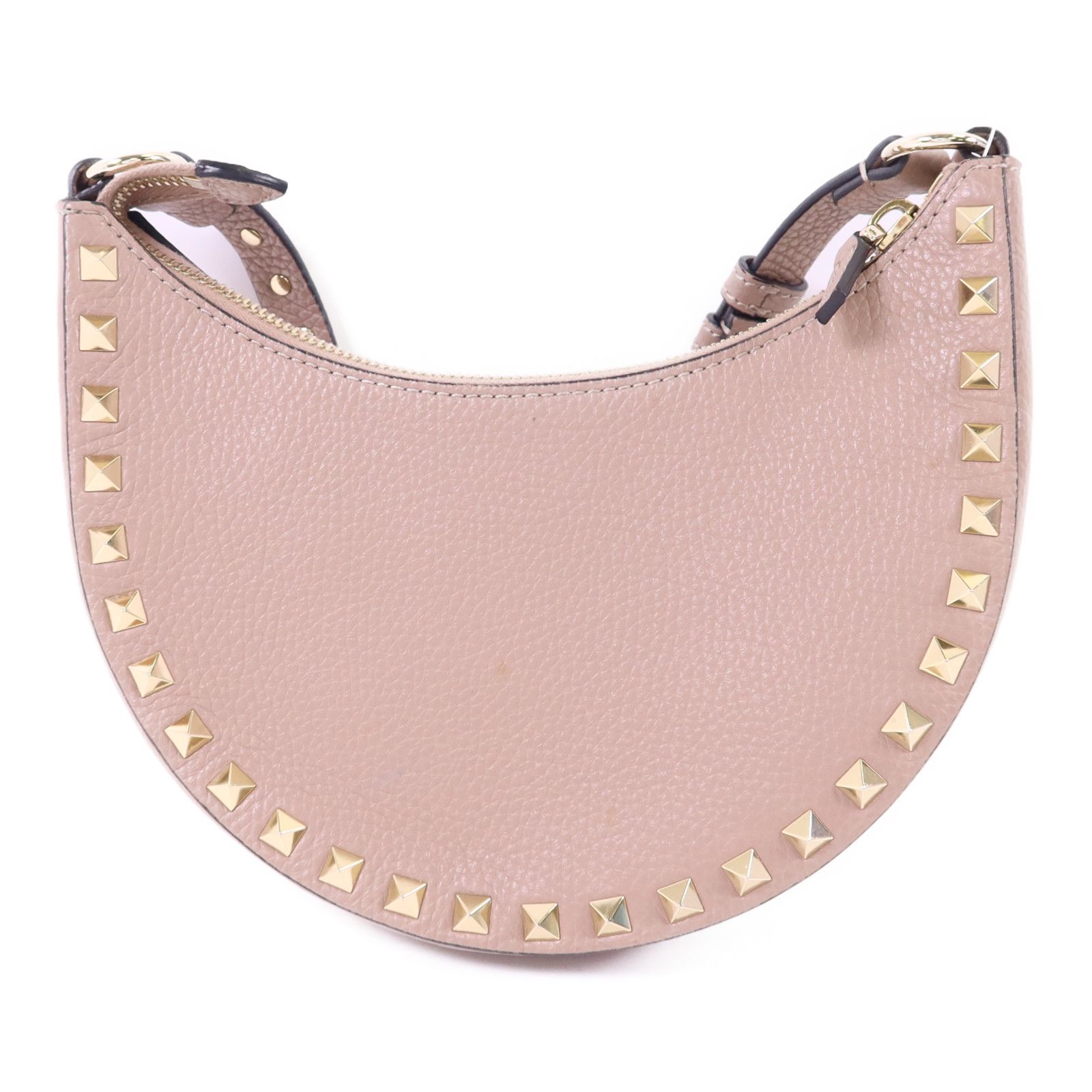 Leather Mini Rockstud Hobo Bag, Pink — view 2