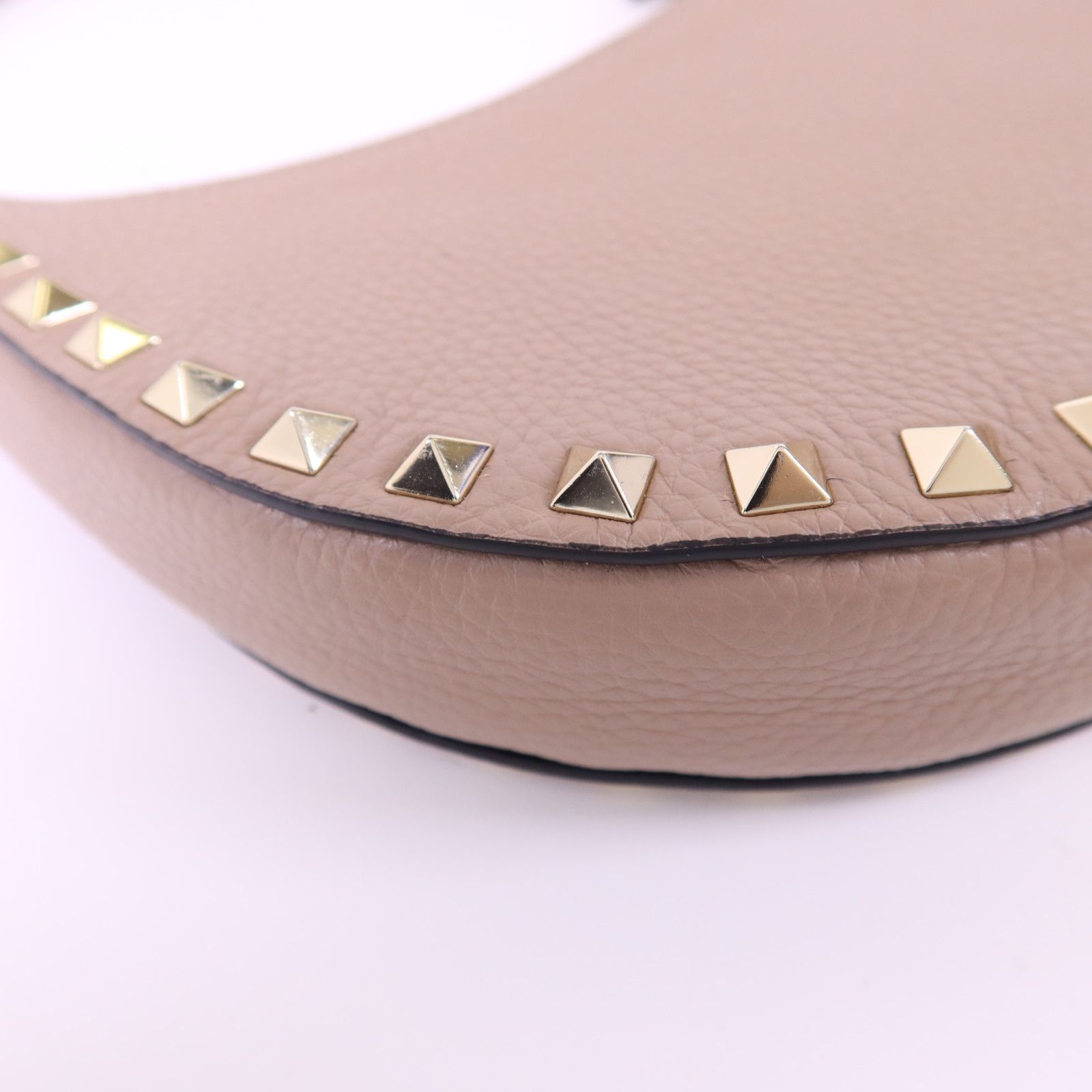Leather Mini Rockstud Hobo Bag, Pink — view 11