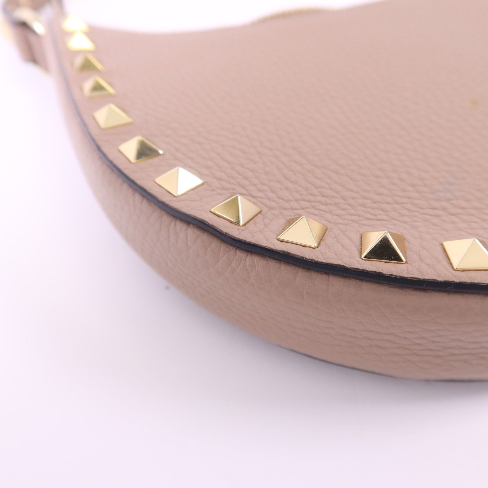 Leather Mini Rockstud Hobo Bag, Pink — view 13