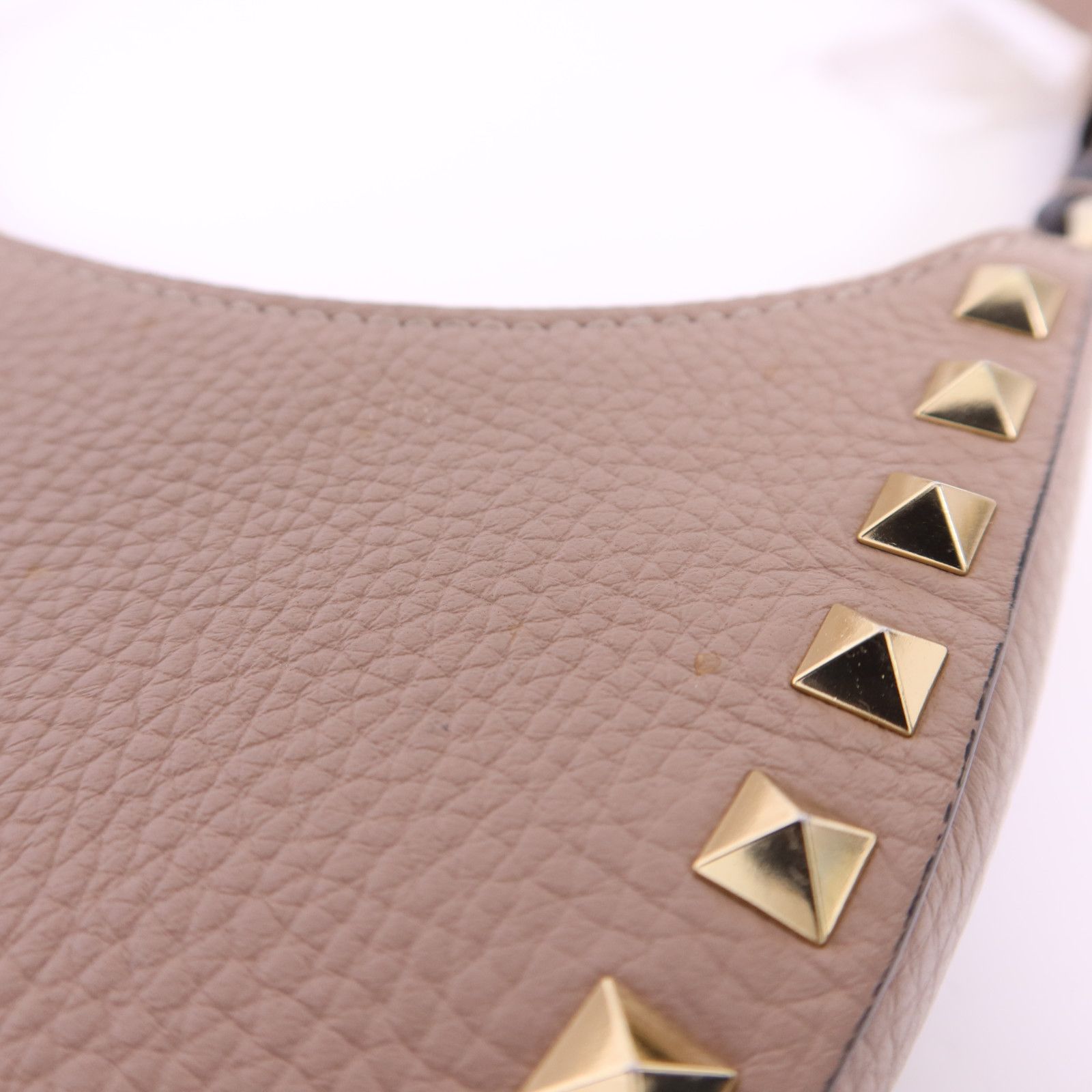 Leather Mini Rockstud Hobo Bag, Pink — view 15