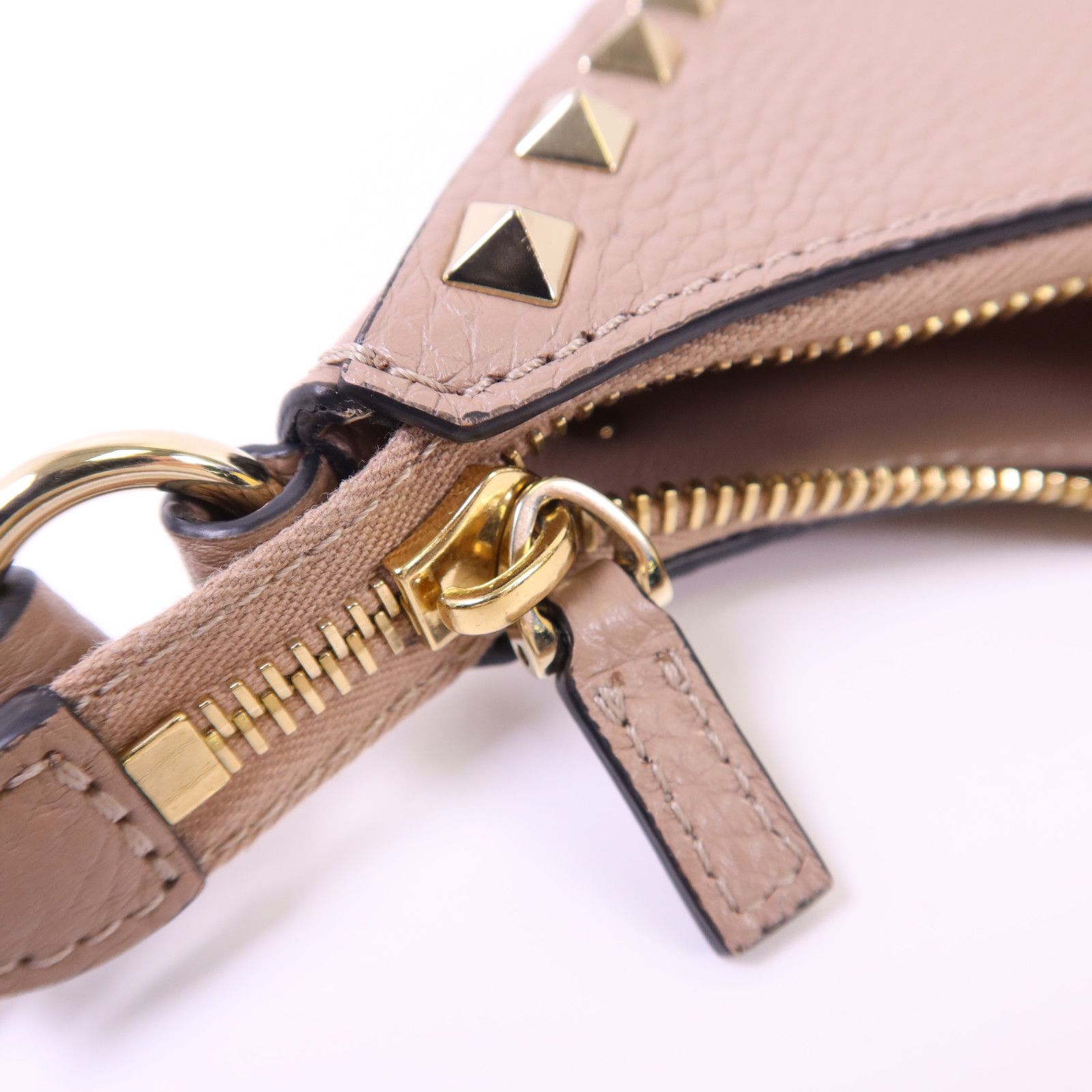 Leather Mini Rockstud Hobo Bag, Pink — view 8
