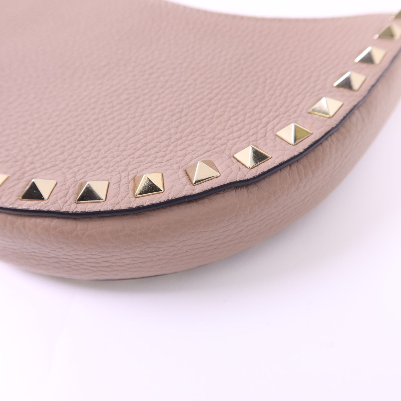 Leather Mini Rockstud Hobo Bag, Pink — view 10