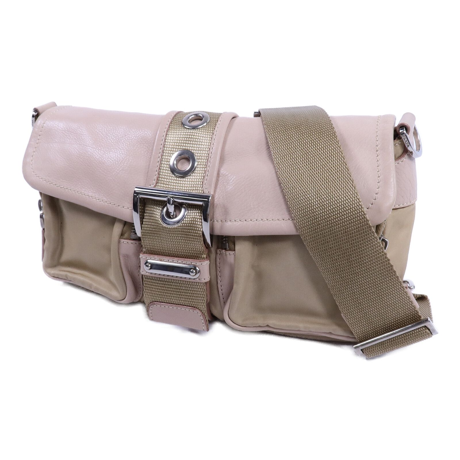 Leather and Nylon Pocket Shoulder Bag — view 3