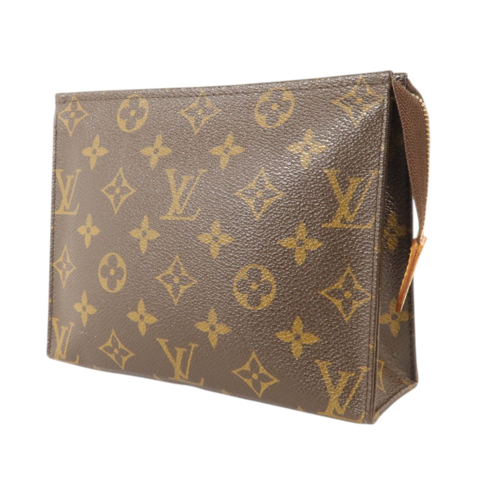 Monogram Toiletry Pouch 19 Gold Color Brown Business Bag Clutch Bag M 47544 — view 2