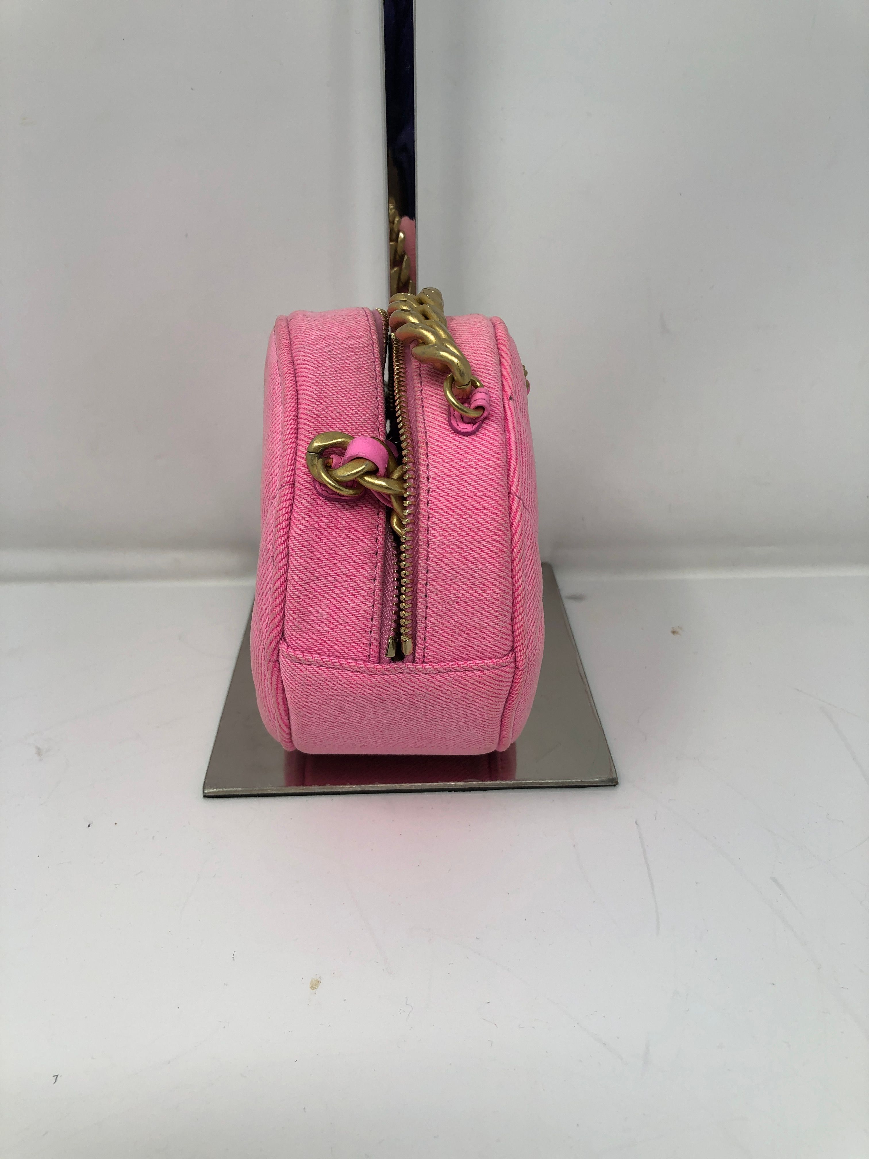 Pink Denim 19 Round Clutch w/Chain — view 2