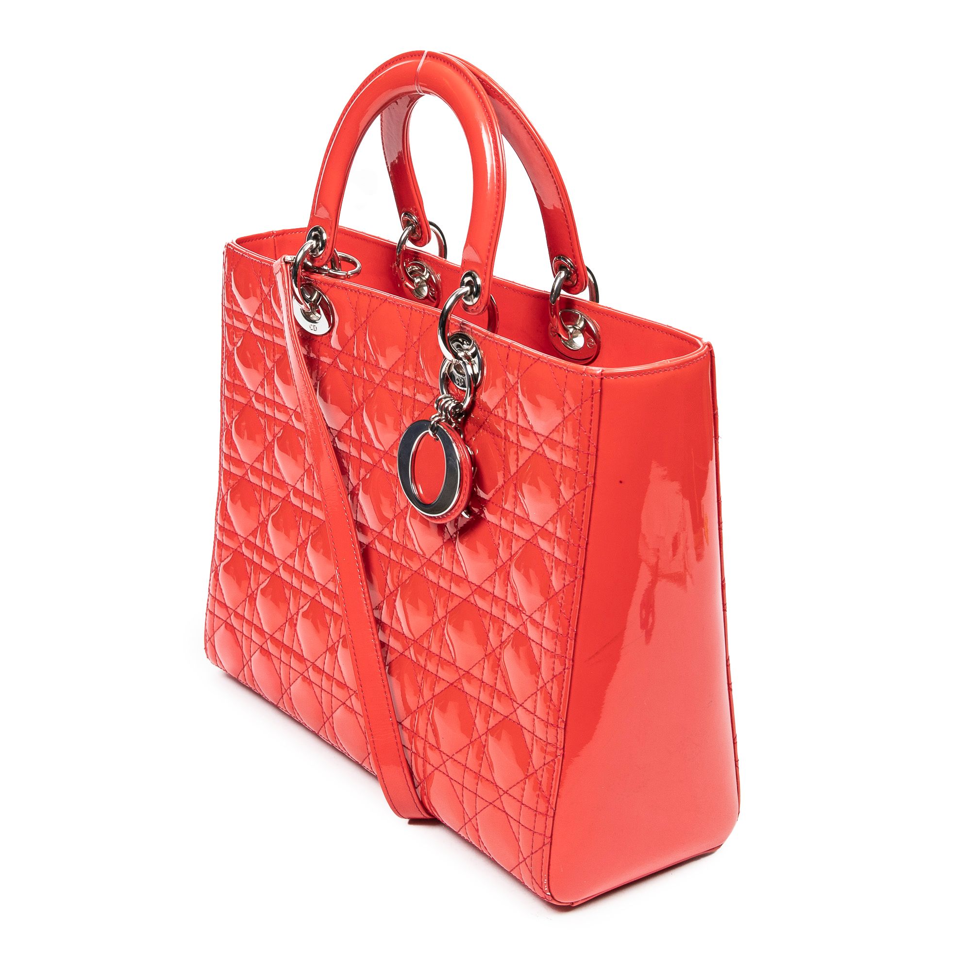 Large Lady Dior Cannage Patent Leather — view 3
