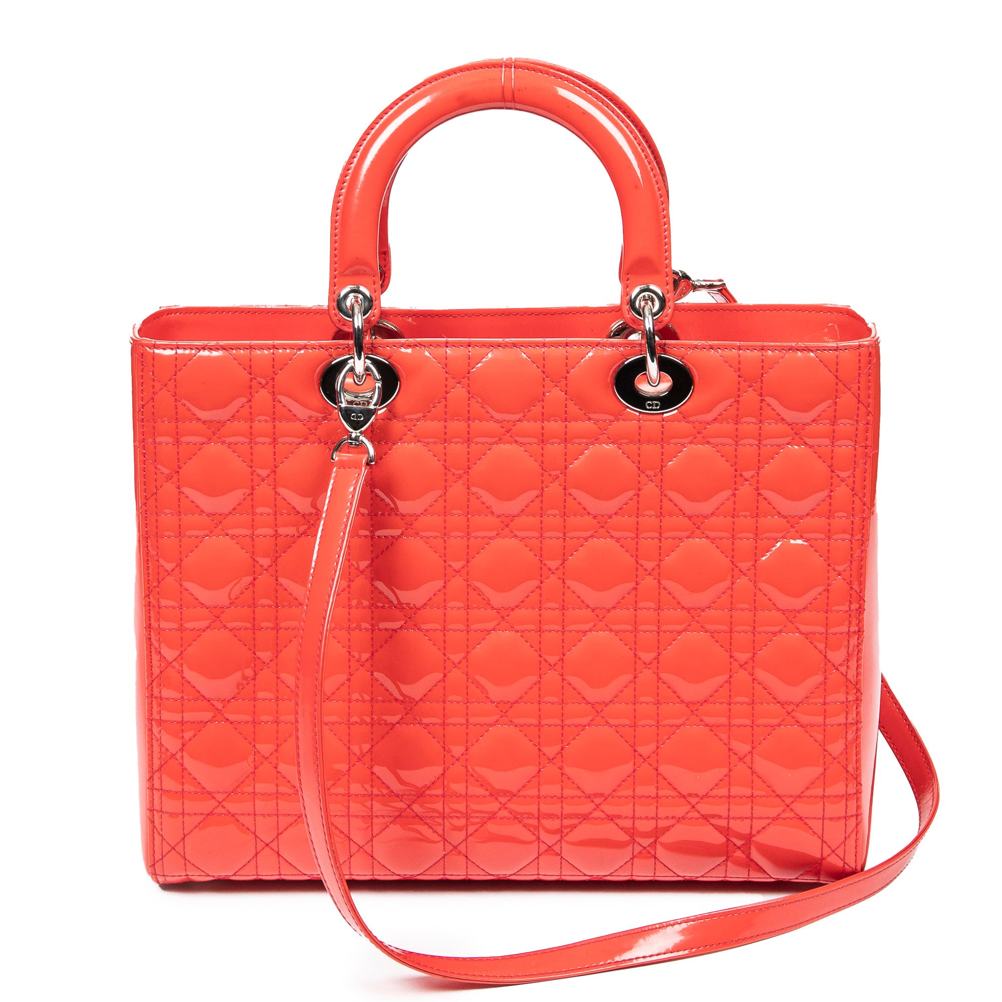 Large Lady Dior Cannage Patent Leather — view 9
