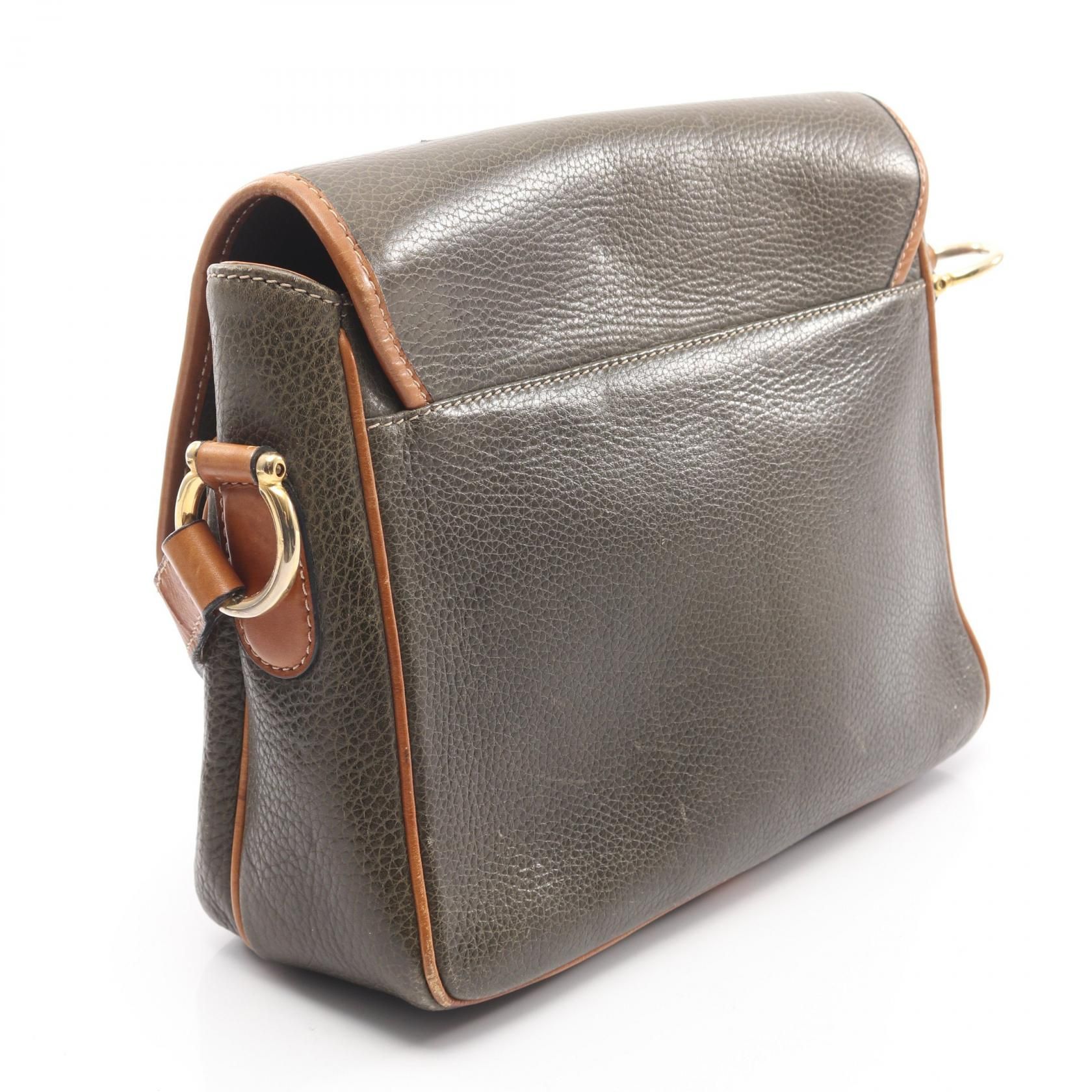 Gancini Shoulder Bag Khaki Brown Leather — view 2