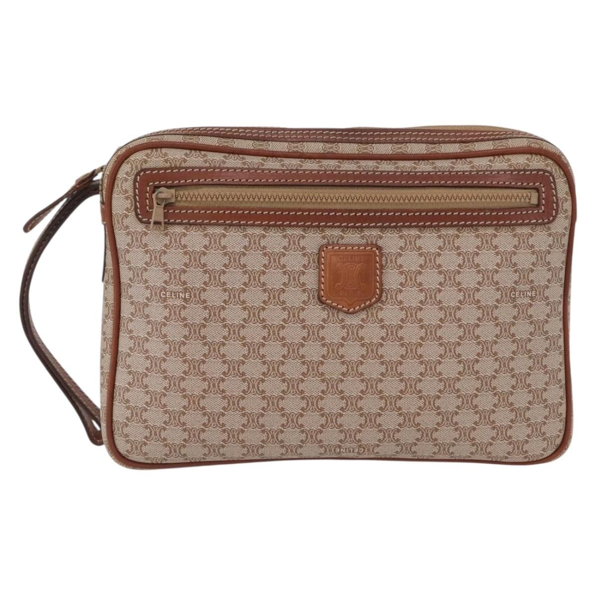Macadam Canvas Clutch Bag Pvc Leather Beige Gold Auth — view 13