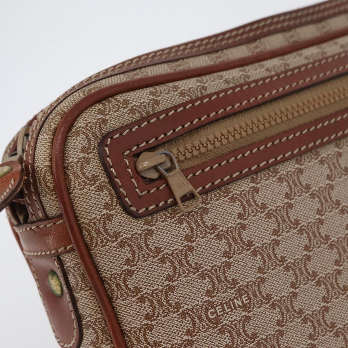 Macadam Canvas Clutch Bag Pvc Leather Beige Gold Auth — view 19