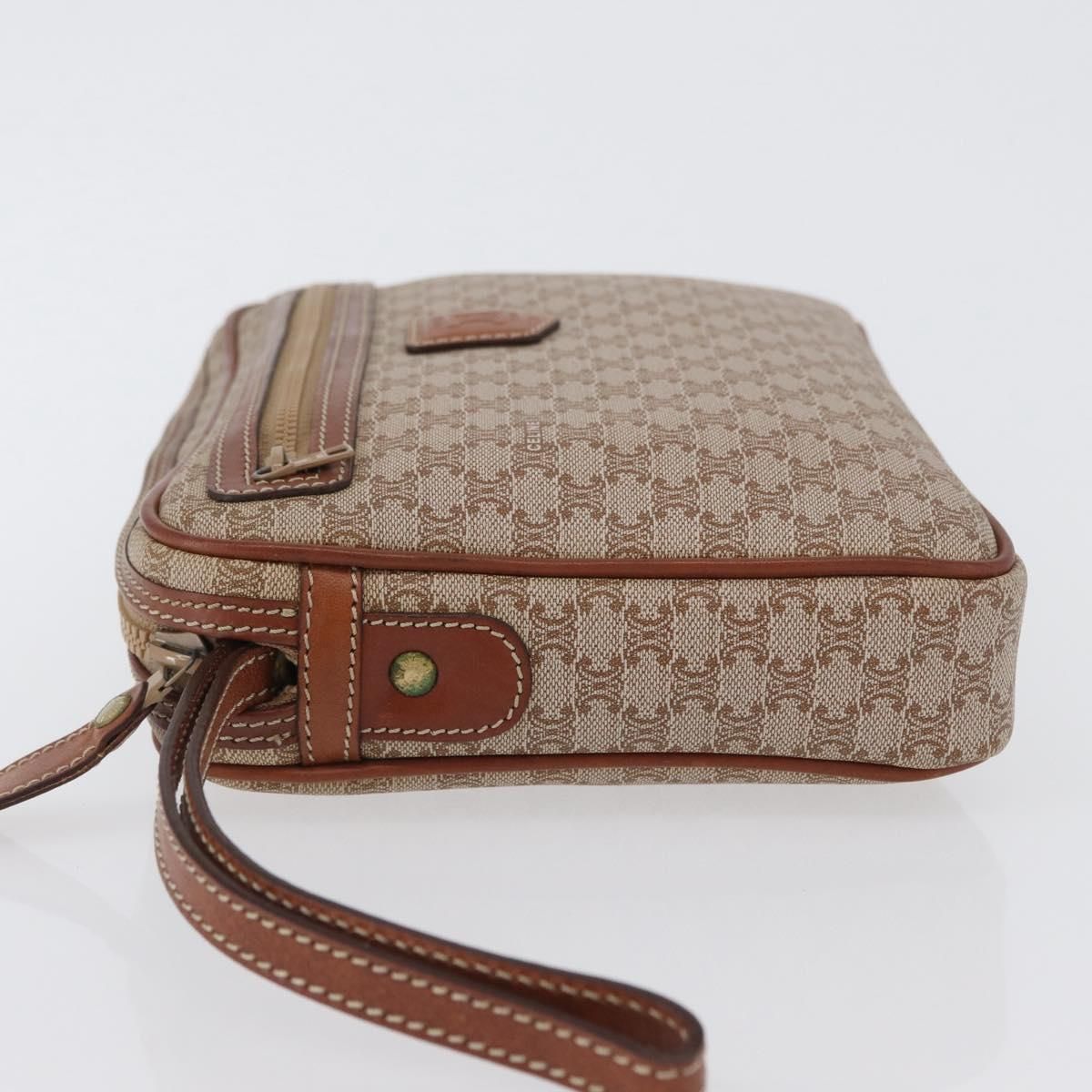 Macadam Canvas Clutch Bag Pvc Leather Beige Gold Auth — view 4