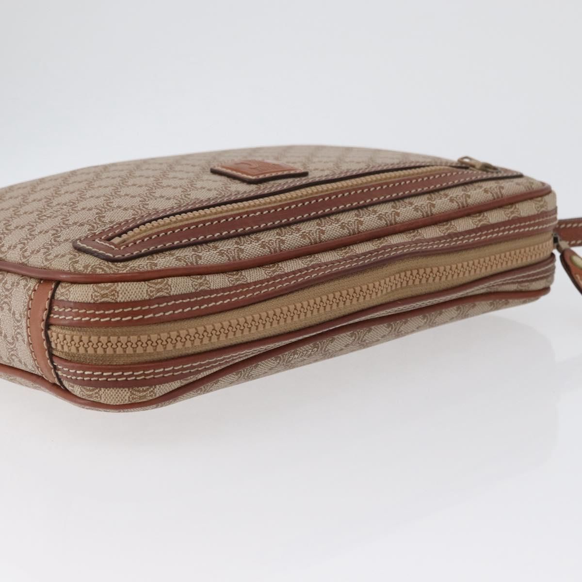 Macadam Canvas Clutch Bag Pvc Leather Beige Gold Auth — view 6