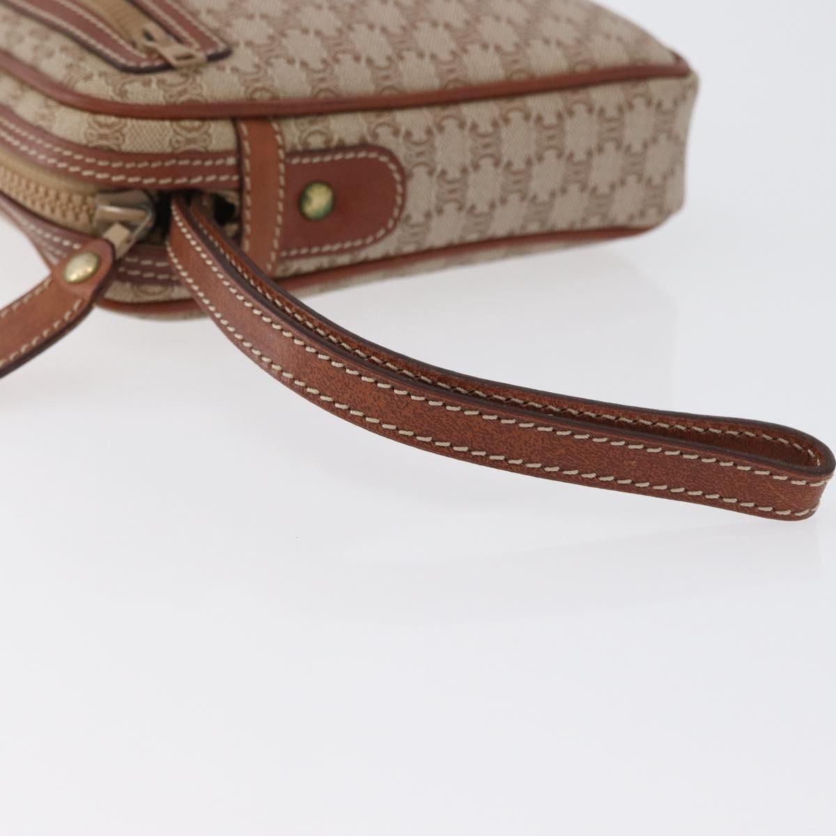 Macadam Canvas Clutch Bag Pvc Leather Beige Gold Auth — view 7