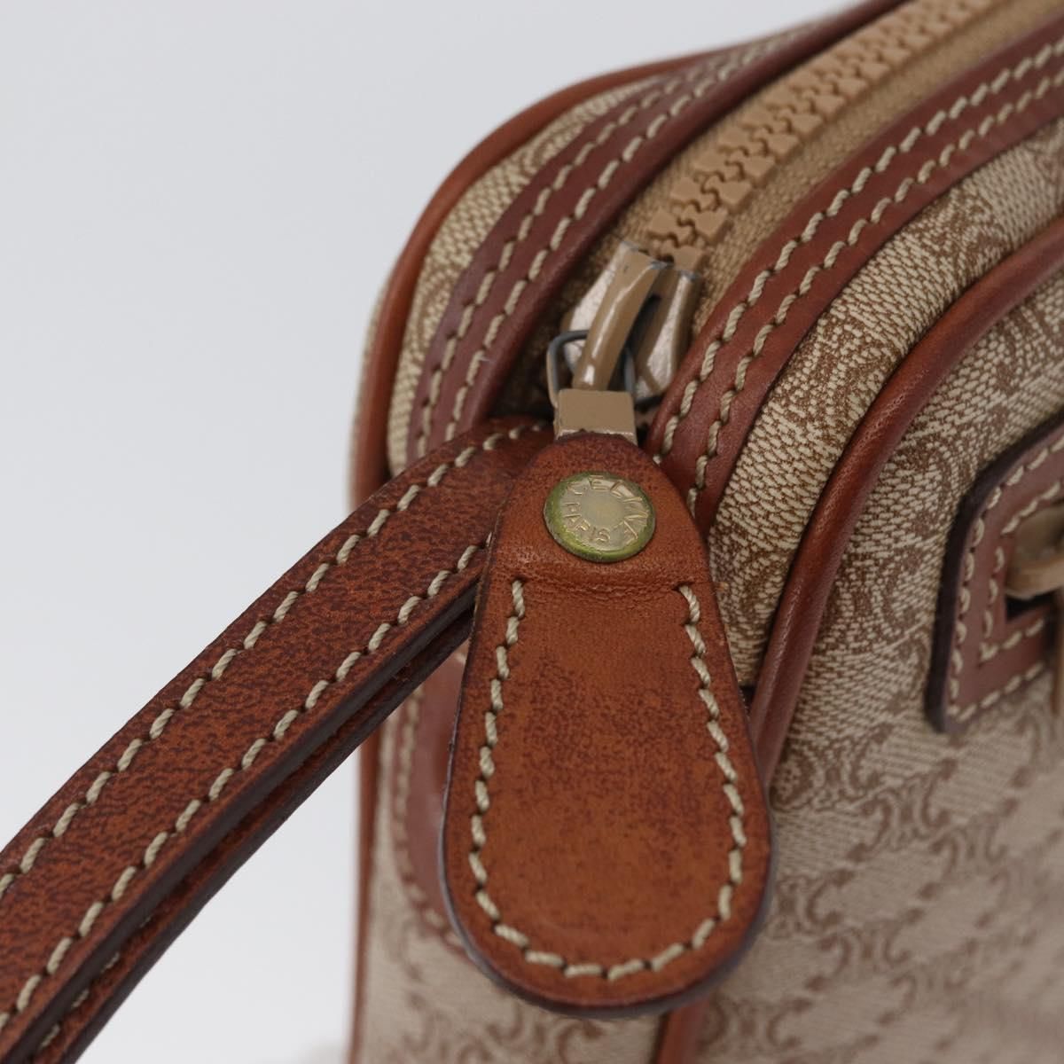 Macadam Canvas Clutch Bag Pvc Leather Beige Gold Auth — view 8