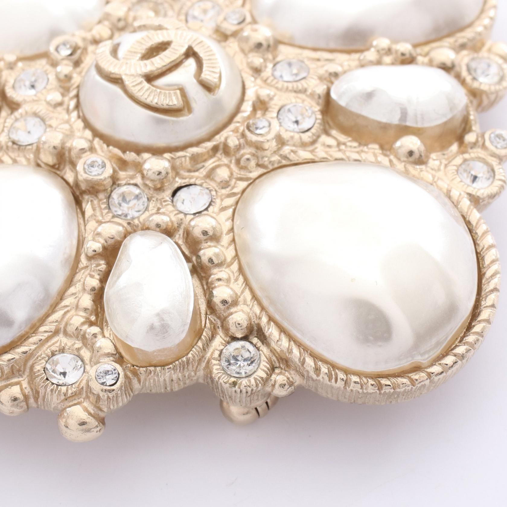 Artificial Pearl / Rhinestone, Gold — view 4