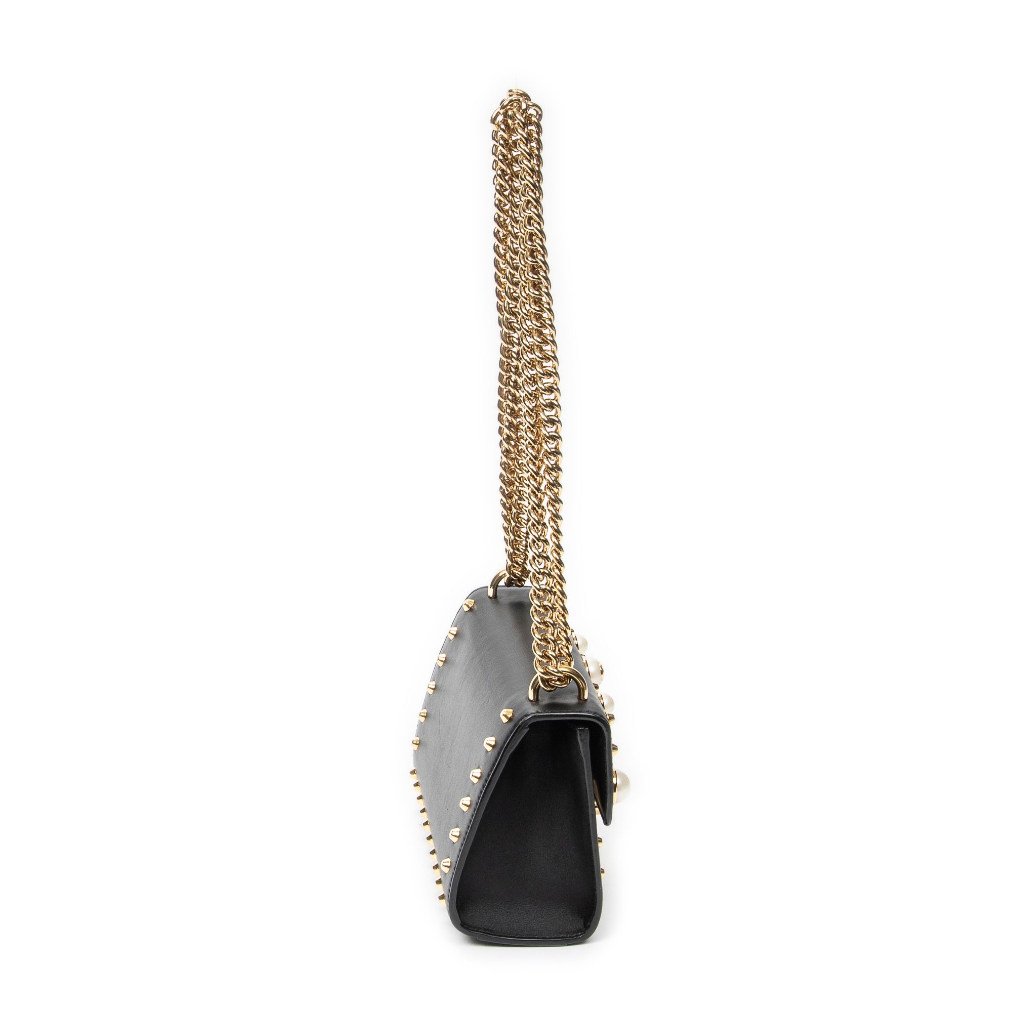 Studded GG Padlock Chain Crossbody Black Smooth Calfskin Leather Gold — view 4