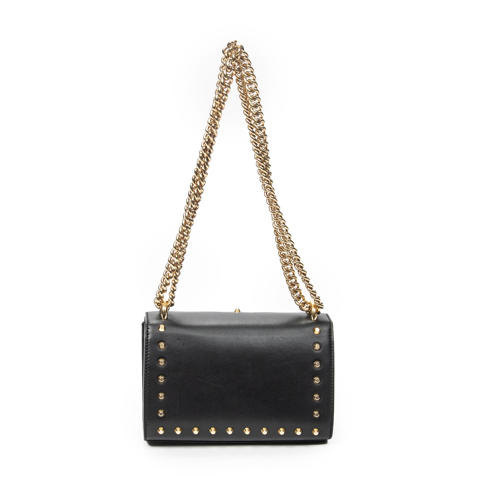 Studded GG Padlock Chain Crossbody Black Smooth Calfskin Leather Gold — view 5