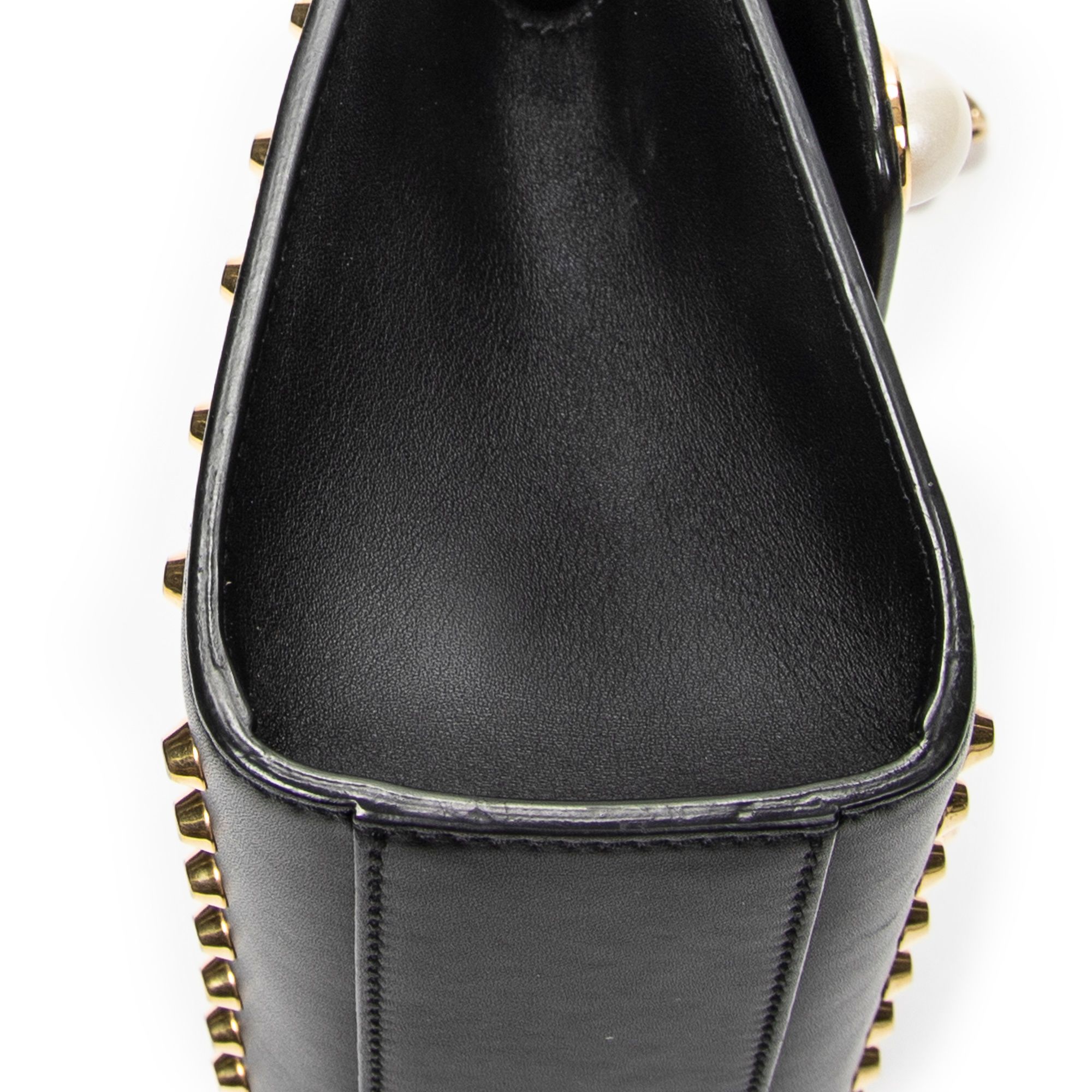 Studded GG Padlock Chain Crossbody Black Smooth Calfskin Leather Gold — view 7