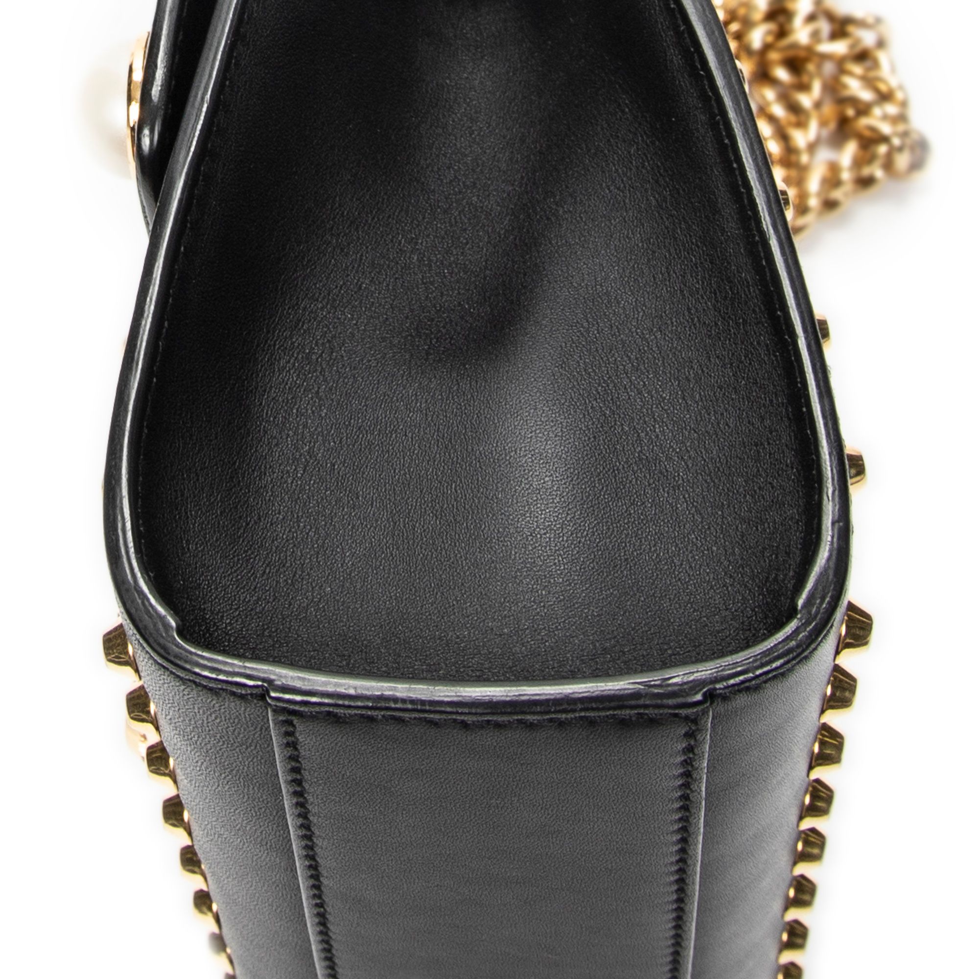 Studded GG Padlock Chain Crossbody Black Smooth Calfskin Leather Gold — view 8
