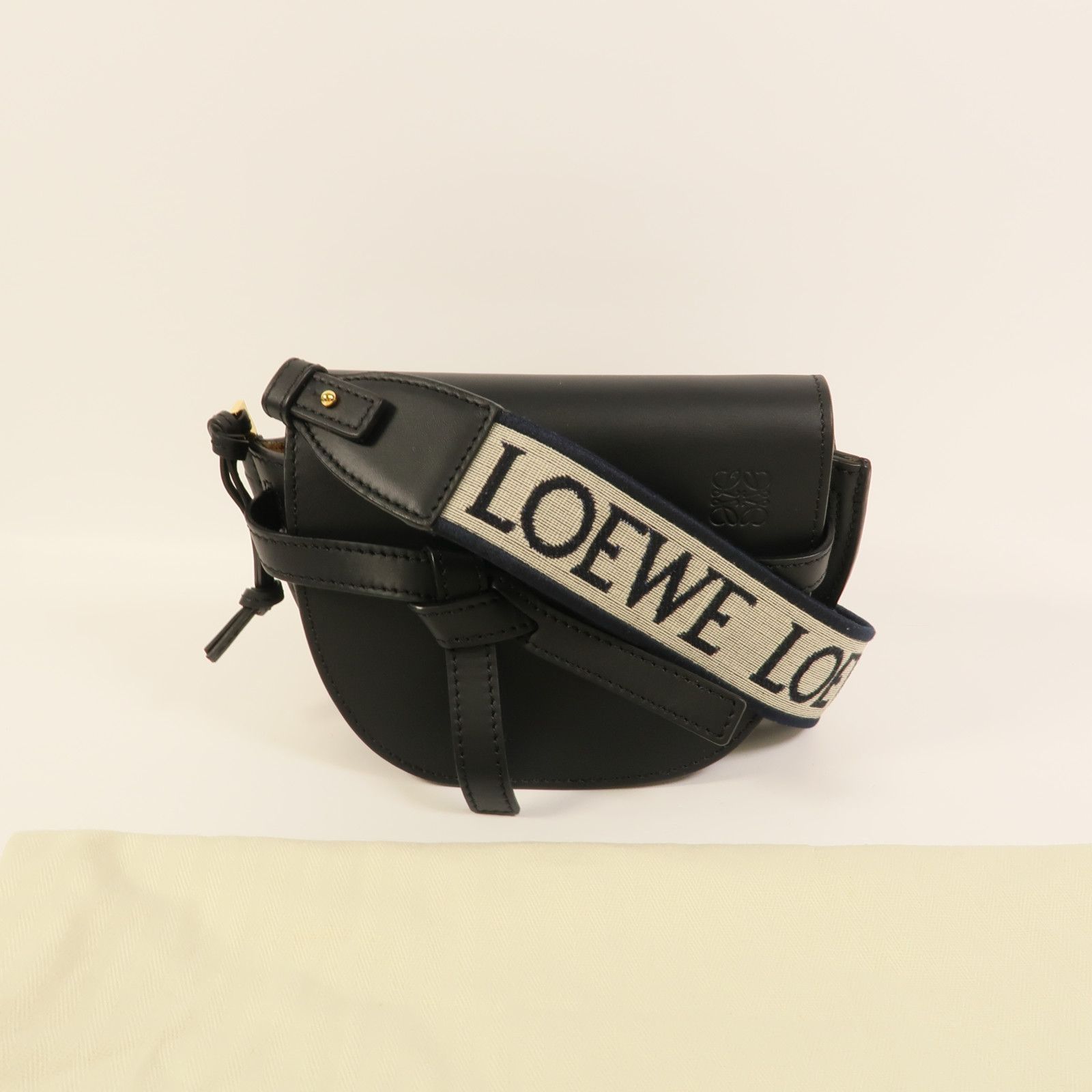 Cowhide Leather Mini Gate Shoulder Bag Black Calfskin (cowhide) — view 11