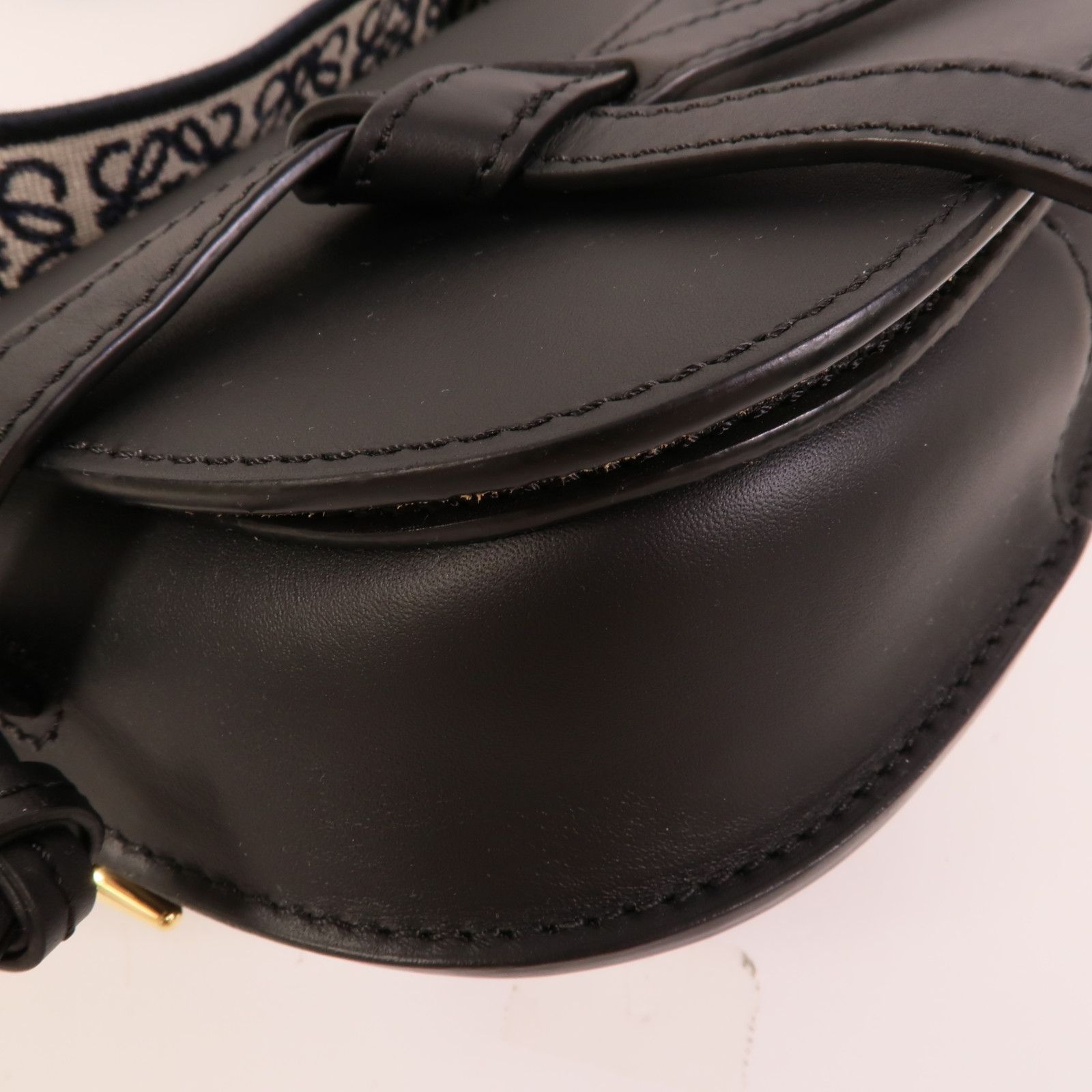 Cowhide Leather Mini Gate Shoulder Bag Black Calfskin (cowhide) — view 12
