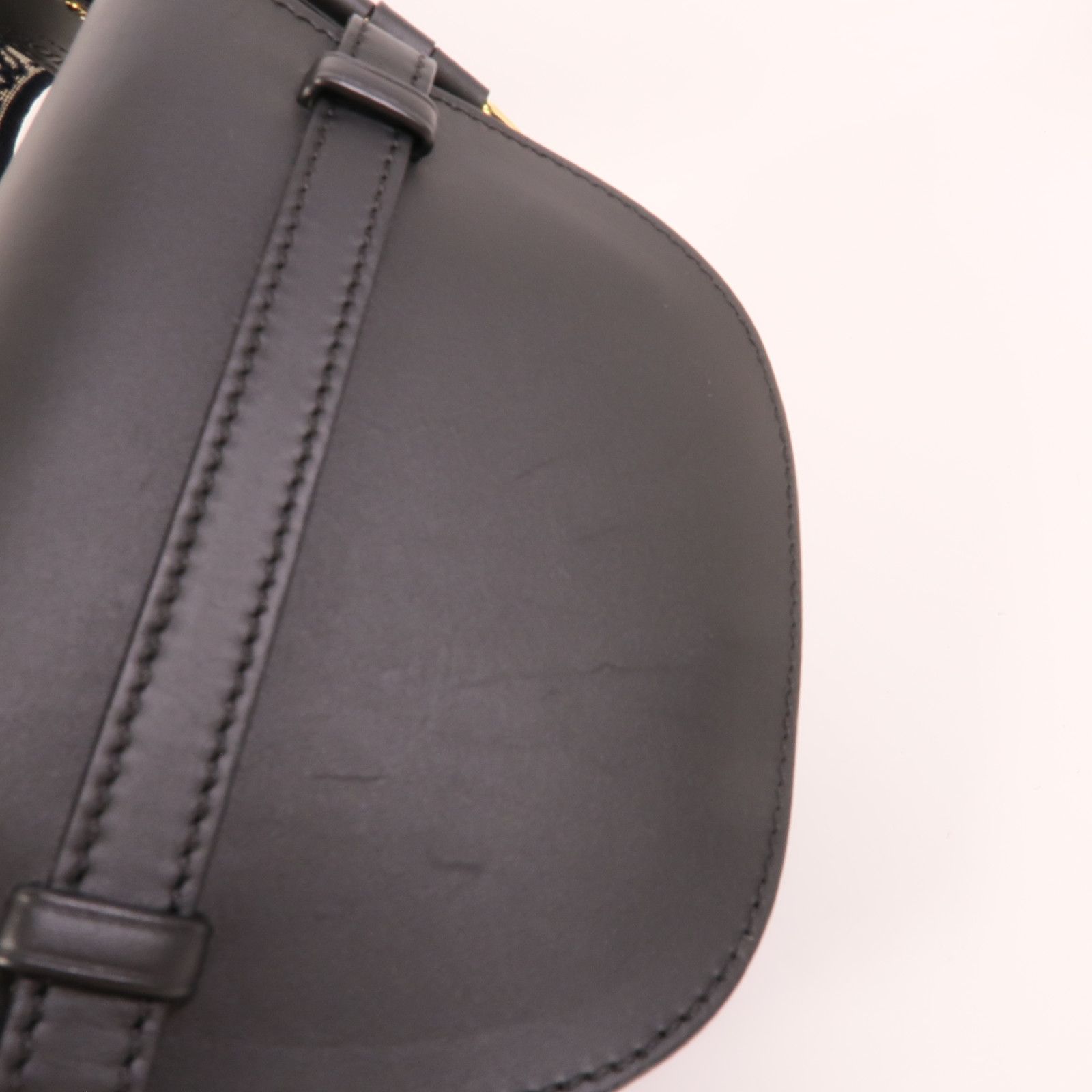 Cowhide Leather Mini Gate Shoulder Bag Black Calfskin (cowhide) — view 16
