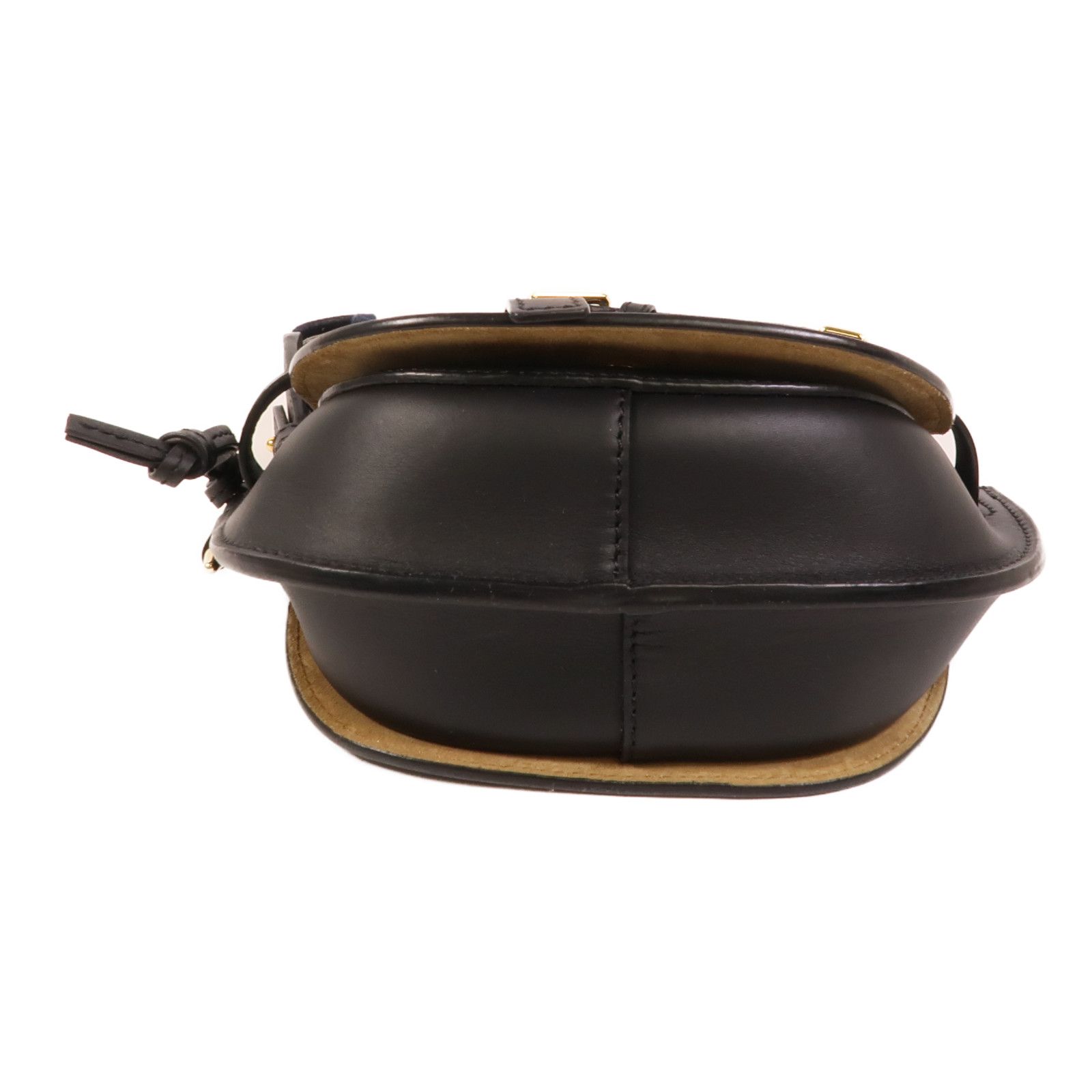 Cowhide Leather Mini Gate Shoulder Bag Black Calfskin (cowhide) — view 4