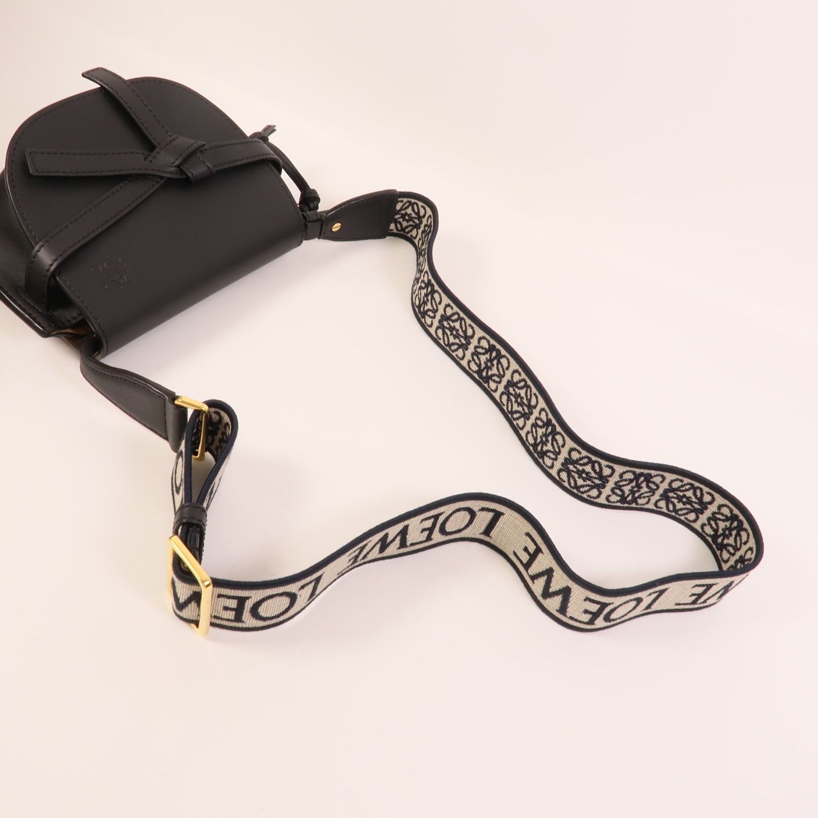 Cowhide Leather Mini Gate Shoulder Bag Black Calfskin (cowhide) — view 6