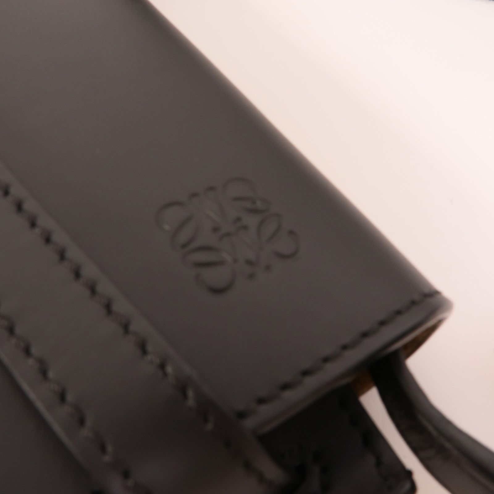 Cowhide Leather Mini Gate Shoulder Bag Black Calfskin (cowhide) — view 8