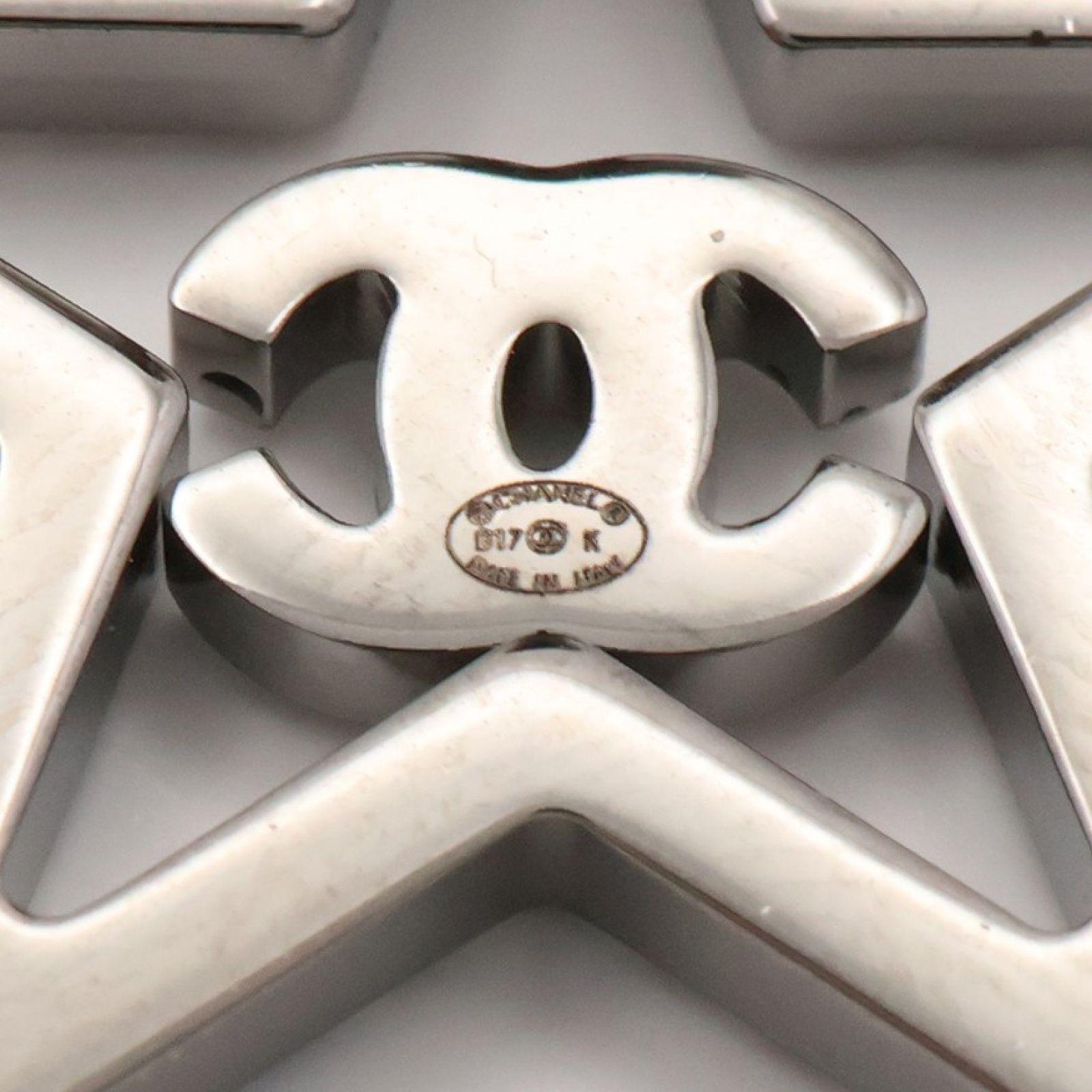 Silver Crystal CC Logo Star Brooch — view 4