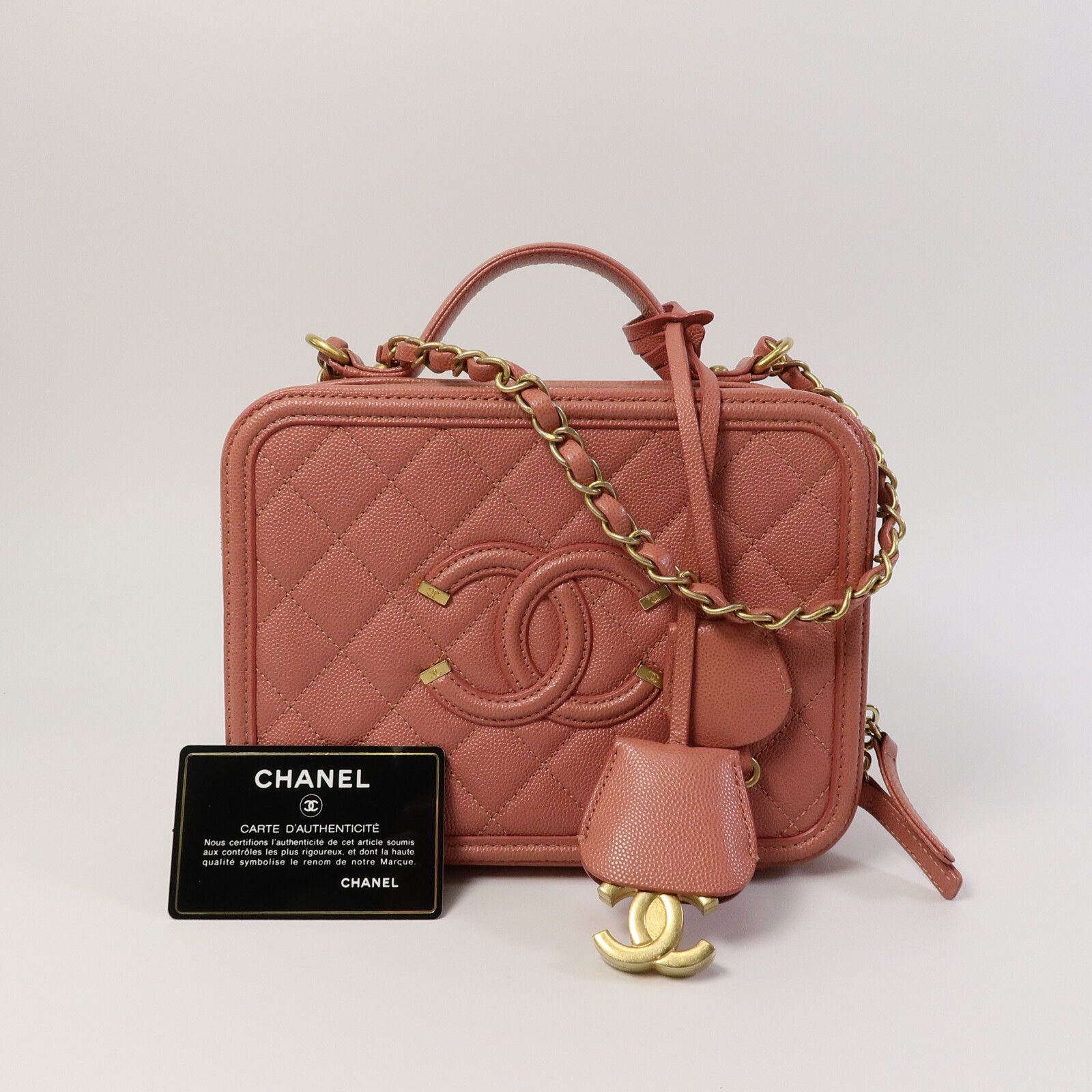 Pink Cowhide Leather Vanity Case Hand-handed Shoulder And Back Bag 2way Shoulder Bag Calfskin (cowhide) — view 11