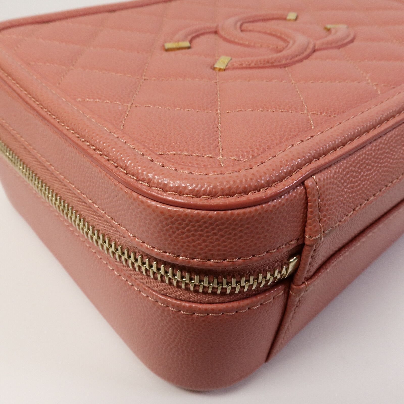 Pink Cowhide Leather Vanity Case Hand-handed Shoulder And Back Bag 2way Shoulder Bag Calfskin (cowhide) — view 12