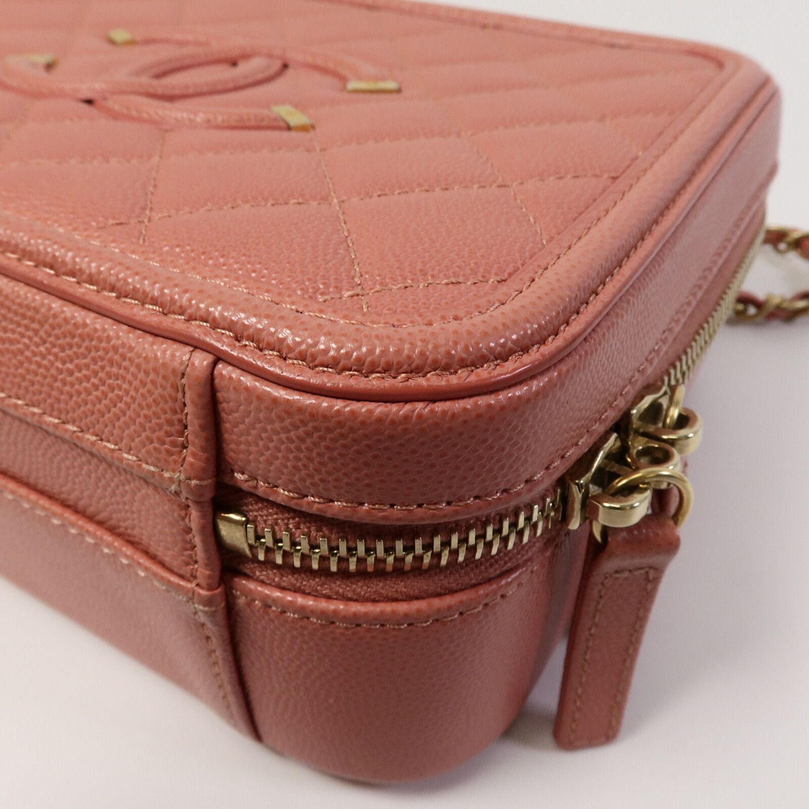 Pink Cowhide Leather Vanity Case Hand-handed Shoulder And Back Bag 2way Shoulder Bag Calfskin (cowhide) — view 13