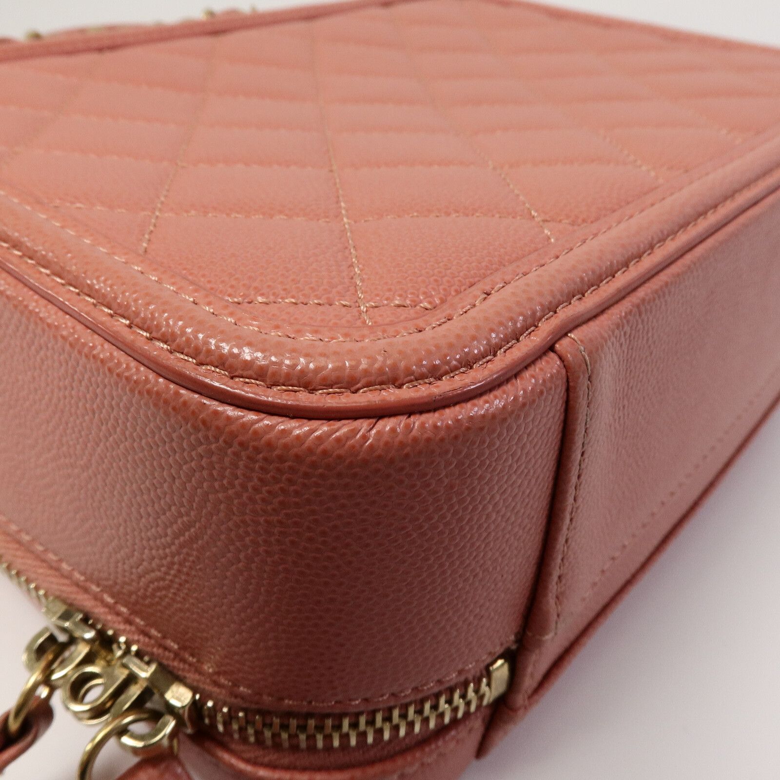 Pink Cowhide Leather Vanity Case Hand-handed Shoulder And Back Bag 2way Shoulder Bag Calfskin (cowhide) — view 14