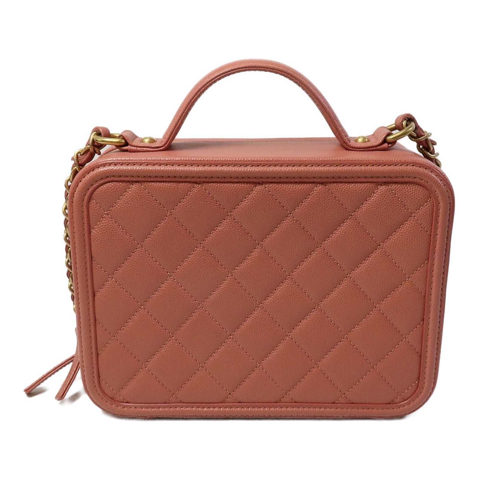 Pink Cowhide Leather Vanity Case Hand-handed Shoulder And Back Bag 2way Shoulder Bag Calfskin (cowhide) — view 3
